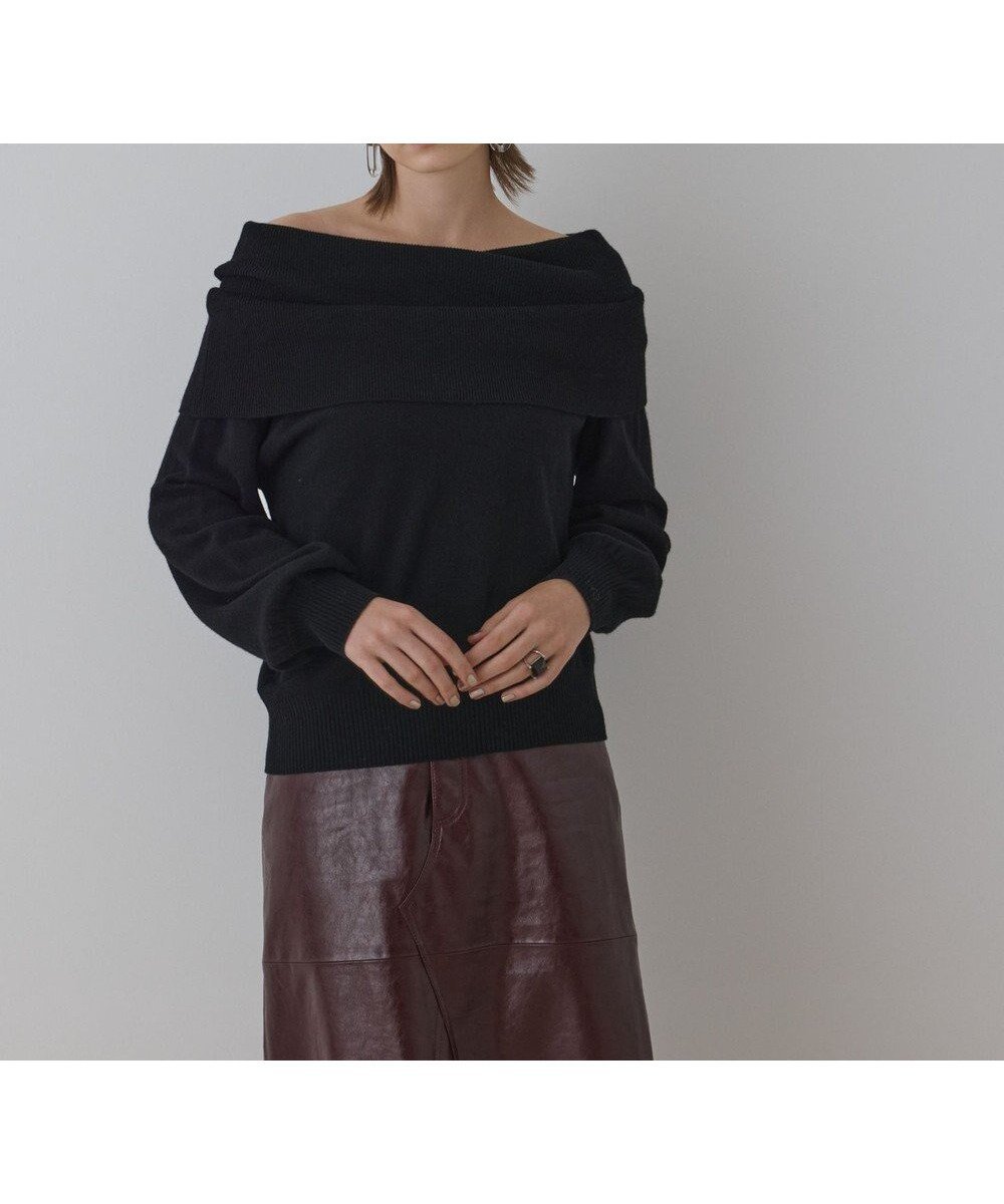 【グレース コンチネンタル/GRACE CONTINENTAL】のウールオフショルニットトップ インテリア・キッズ・メンズ・レディースファッション・服の通販 founy(ファニー) 　ファッション　Fashion　レディースファッション　Fashion for Women　トップス・カットソー　Cut & Sew Tops　ニット　Knit Tops & Sweaters　シンプル　Simple, Minimal　ストール　Stole, Wrap　セーター　Sweater, Knitwear　冬　Winter / This Winter　A/W・秋冬　Autumn/Winter　ブラック|ID: prp329100004763076 ipo3291000000034474372