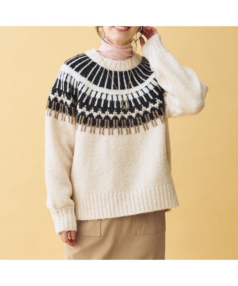 【エニー/ANY】のノルディックパターンニット インテリア・キッズ・メンズ・レディースファッション・服の通販 founy(ファニー) 　ファッション　Fashion　レディースファッション　Fashion for Women　トップス・カットソー　Cut & Sew Tops　ニット　Knit Tops & Sweaters　洗える　Machine Washable　シンプル　Simple, Minimal　スラックス　Slacks, Dress Pants　セーター　Sweater, Knitwear　デニム　Denim, Jeans Material　トレンド　Trend, Trending Now　ボトム　Bottoms, Lower Wear　ロング　Long, Long-Length　A/W・秋冬　Autumn/Winter　ホリデーシーズン　Holiday Season　エクリュ|ID: prp329100004763082 ipo3291000000034474396