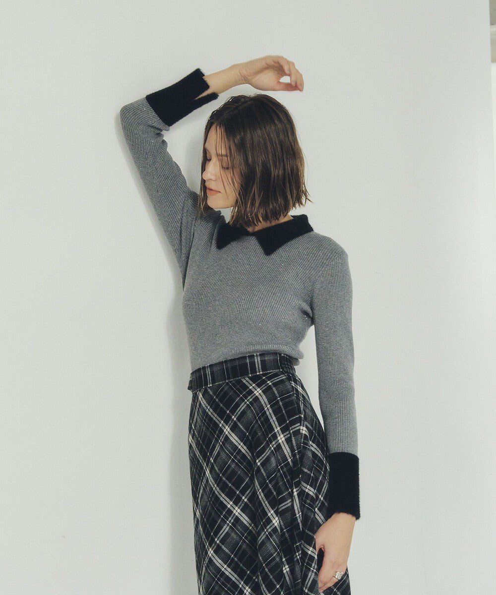 【イェッカ ヴェッカ/YECCA VECCA】のフェザー襟スパンコールニット 人気、トレンドファッション・服の通販 founy(ファニー) 　ファッション　Fashion　レディースファッション　Fashion for Women　トップス・カットソー　Cut & Sew Tops　ニット　Knit Tops & Sweaters　おすすめ　Recommended / Our Picks　スパンコール　Sequins, Sequin Embellishment　セーター　Sweater, Knitwear　フィット　Fit, Slim Fit　フェザー　Feather, Feather Detail　フェザーヤーン　Feather Yarn, Fluffy Yarn　フレア　Flare, Flared　ポケット　Pocket, Pocket Detail　ワイド　Wide, Wide Fit　エレガント 上品　Elegant　A/W・秋冬　Autumn/Winter　 other-1|ID: prp329100004763084 ipo3291000000034474401