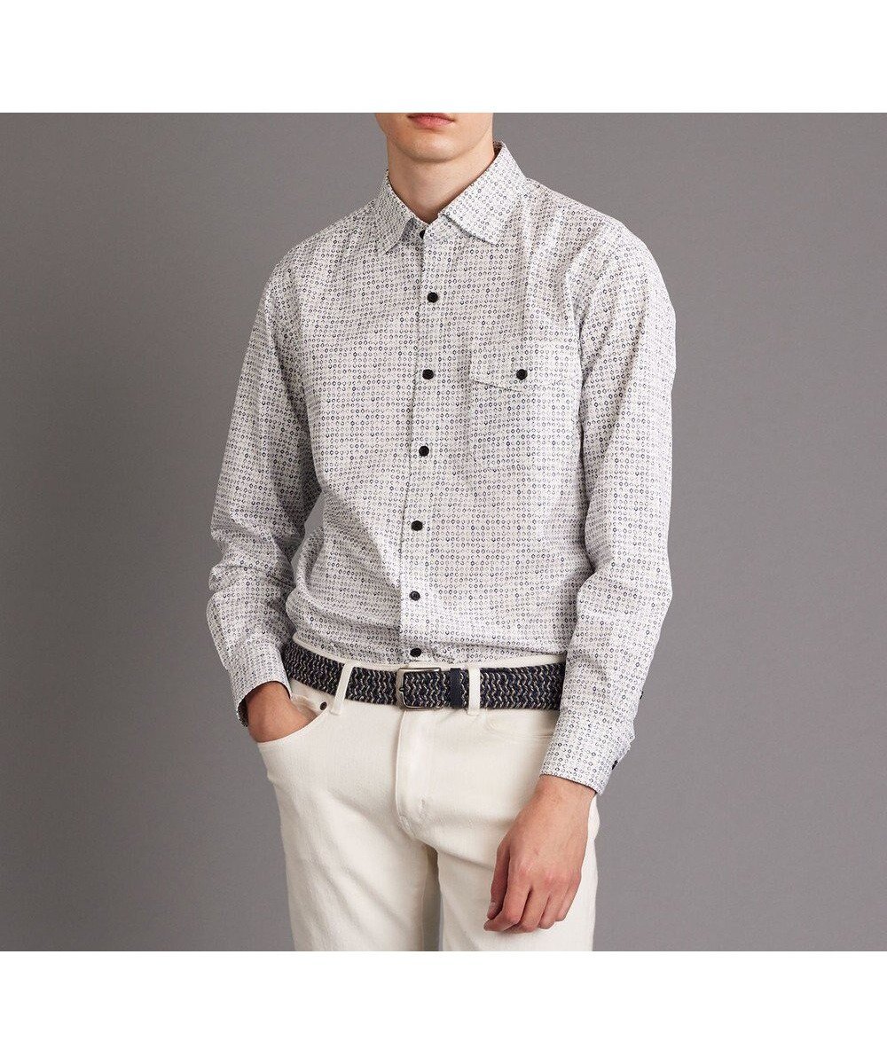 【ジョセフ アブード/JOSEPH ABBOUD / MEN】の【サスティナブル素材】テンセルプリント シャツ インテリア・キッズ・メンズ・レディースファッション・服の通販 founy(ファニー) 　ファッション　Fashion　メンズファッション　Fashion for Men　トップス・カットソー　Cut & Sew Tops　メンズシャツ　Shirts　ジャケット　Jacket, Outerwear　プリント　Print, Printed Pattern　羽織　Haori, Light Jacket　A/W・秋冬　Autumn/Winter　ホワイト系5|ID: prp329100004763703 ipo3291000000034484517