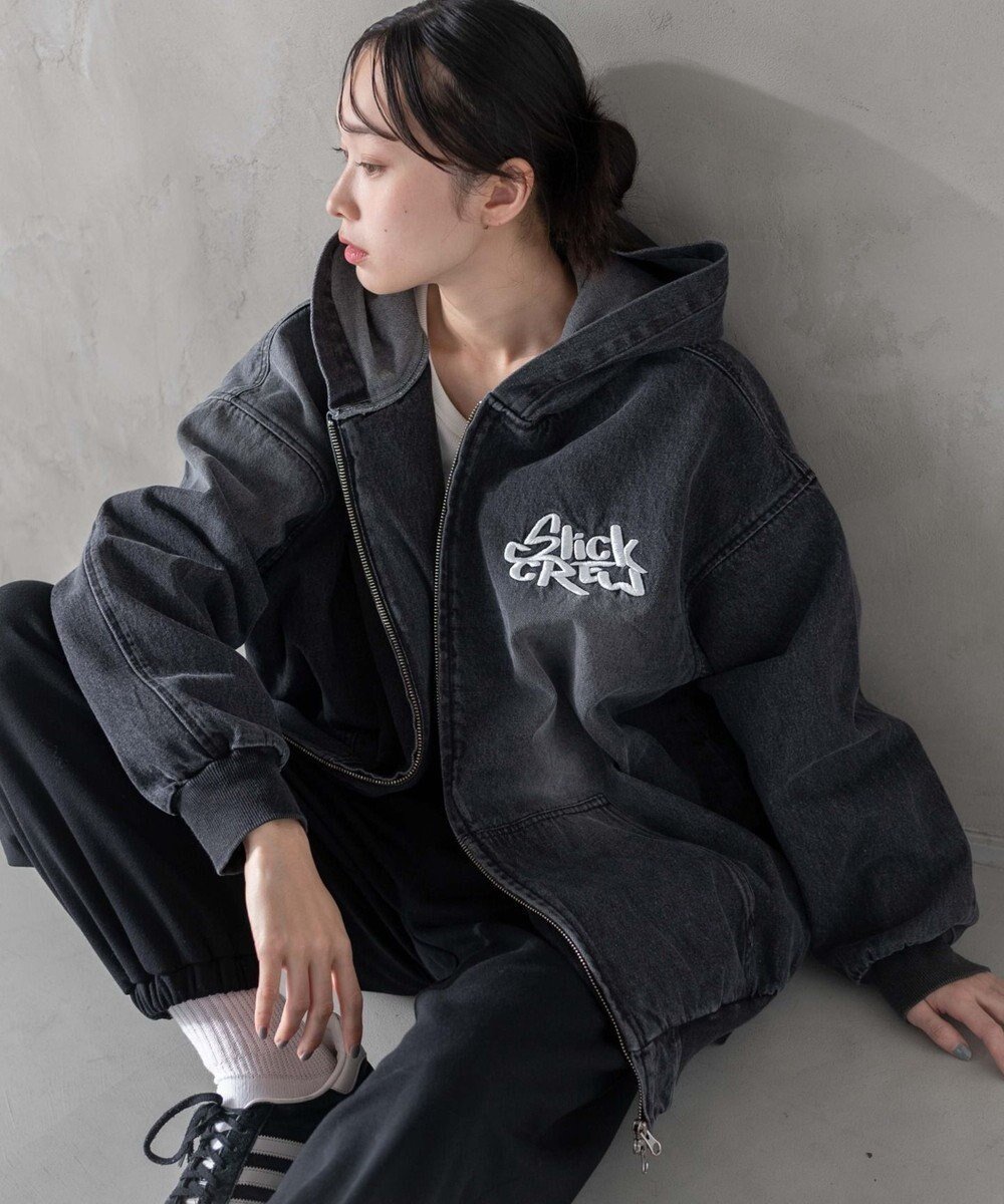 【ウィゴー/WEGO】のヴィンテージウォッシュBIGフードブルゾン インテリア・キッズ・メンズ・レディースファッション・服の通販 founy(ファニー) 　ファッション　Fashion　レディースファッション　Fashion for Women　アウター　Coat / Outerwear Collection　レディースジャケット・軽アウター　Jackets　ブルゾンジャケット・スポーティアウター　Blouson Jackets　デニムジャケット / カジュアルアウター　Denim Jackets　インナー　Innerwear　春　Spring　秋　Autumn　カーゴパンツ　Cargo Pants, Utility Pants　ジャケット　Jacket, Outerwear　スウェット / スエット　Sweatshirt, Sweatwear　スマホ　Smartphone, Mobile Device　デニム　Denim, Jeans Material　ブルゾン　Blouson, Bomber Jacket　無地　Plain, Solid Color　冬　Winter / This Winter　S/S・春夏　SS, Spring/Summer, Warm Season　おすすめ　Recommended / Our Picks　夏　Summer　ブラック|ID: prp329100004763708 ipo3291000000034484543