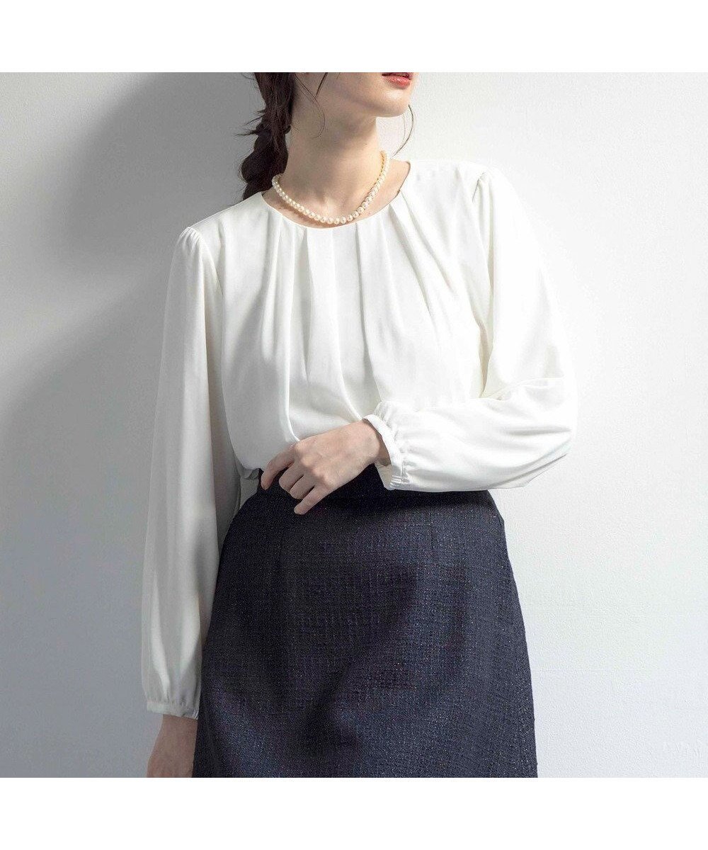 【組曲/KUMIKYOKU】のドビーシフォン ニュアンスタック ブラウス 人気、トレンドファッション・服の通販 founy(ファニー) 　ファッション　Fashion　レディースファッション　Fashion for Women　トップス・カットソー　Cut & Sew Tops　シャツ・ブラウス・オフィスカジュアル　Elegant Blouses & Button-Ups　カットソー　Cut and Sewn Top　シフォン　Chiffon, Lightweight Fabric　シンプル　Simple, Minimal　ジョーゼット　Georgette, Semi-Sheer Fabric　ストーン　Stone, Gem-Like　スリーブ　Sleeve, Long Sleeve / Short Sleeve　デコルテ　Décolleté, Neckline　ドレープ　Drape, Draping Fabric　バランス　Balance, Style Balance　エレガント 上品　Elegant　A/W・秋冬　Autumn/Winter　 other-1|ID: prp329100004763718 ipo3291000000034484621