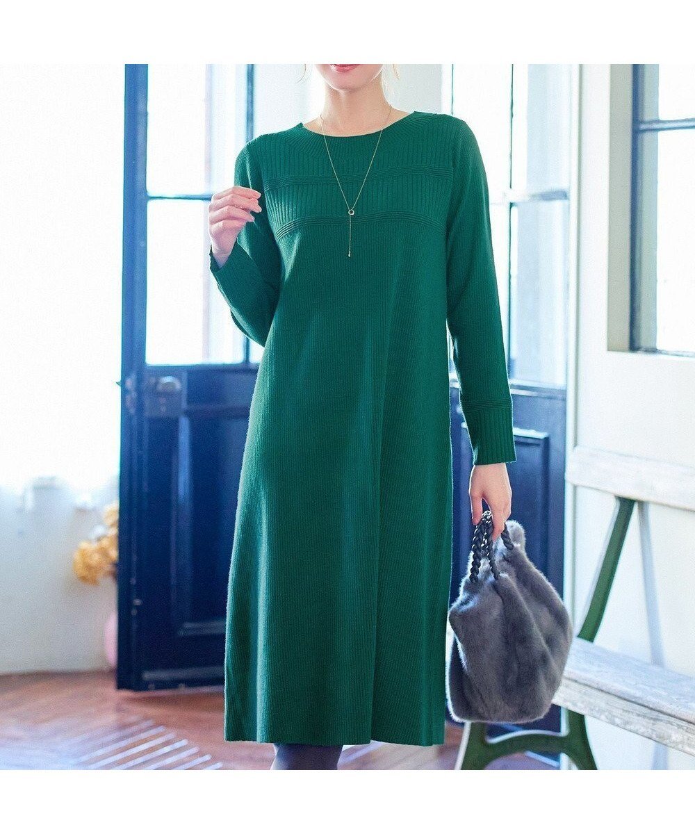 【ティアクラッセ/Tiaclasse】の【洗える】リブ切替デザインニットワンピース インテリア・キッズ・メンズ・レディースファッション・服の通販 founy(ファニー) ファッション Fashion レディースファッション Fashion for Women ワンピース Dresses ニットワンピース Knit Dresses 春 Spring 洗える Machine Washable 秋 Autumn カーディガン Cardigan, Knitwear 切替 Switching, Contrast Panel ベーシック Basic, Essential ポケット Pocket, Pocket Detail ラウンド Round, Round Neck ロング Long, Long-Length 冬 Winter / This Winter A/W・秋冬 Autumn/Winter 再入荷 Restock / Back in Stock 新作・新入荷 New Arrivals / New In グリーン|ID: prp329100004763719 ipo3291000000034484628