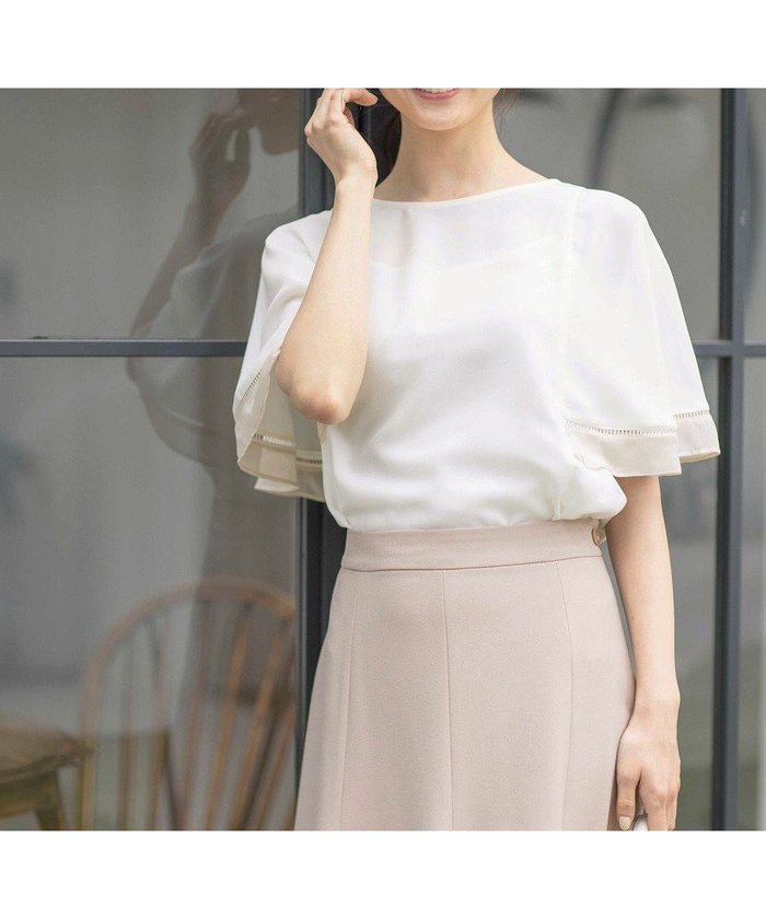 【エニィ スィス/any SiS】の【洗える】フレアスリーブ ブラウス インテリア・キッズ・メンズ・レディースファッション・服の通販 founy(ファニー) https://founy.com/ ファッション Fashion レディースファッション Fashion for Women トップス・カットソー Cut & Sew Tops シャツ・ブラウス・オフィスカジュアル Elegant Blouses & Button-Ups シフォン Chiffon, Lightweight Fabric ジョーゼット Georgette, Semi-Sheer Fabric スリーブ Sleeve, Long Sleeve / Short Sleeve デコルテ Décolleté, Neckline フレア Flare, Flared 切替 Switching, Contrast Panel 夏 Summer 定番 Standard, Basic Item 春 Spring S/S・春夏 SS, Spring/Summer, Warm Season 洗える Machine Washable ビジネス 仕事 通勤 Business / Work / Commuting |ID: prp329100004763720 ipo3291000000034484636