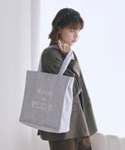 【メゾンドフルール/Maison de FLEUR】のツイードロゴ刺繍スクエアトートバッグ Grayish Blue|ID: prp329100004763778 ipo3291000000034484919