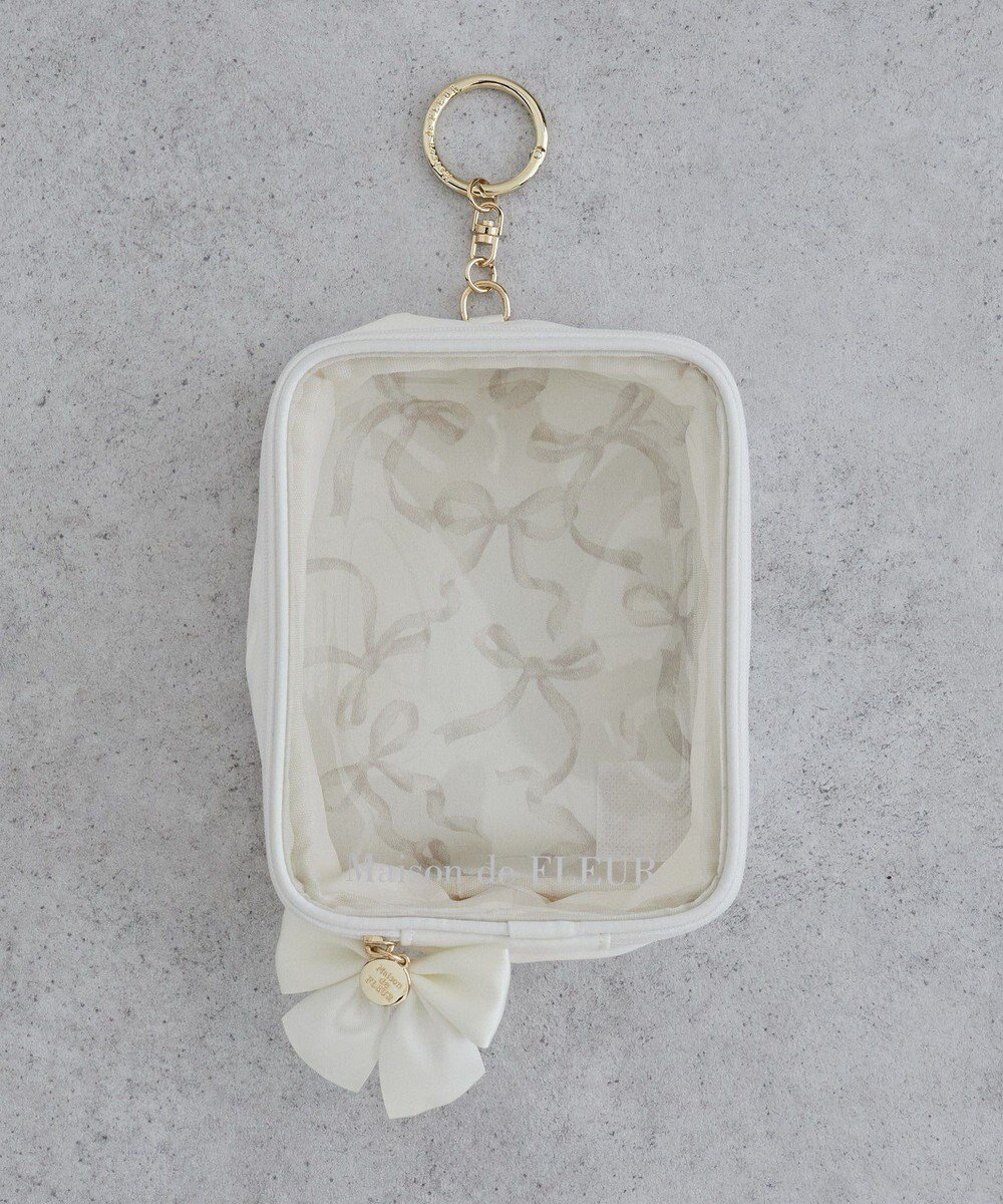 【メゾンドフルール/Maison de FLEUR】のリボンプリントクリアポーチ 人気、トレンドファッション・服の通販 founy(ファニー) 　ファッション　Fashion　レディースファッション　Fashion for Women　ミニ財布・二つ折り財布　Wallets & Card Cases　ポーチ&ミニバッグ　Pouches & Mini Bags　サテン　Satin, Glossy Fabric　財布　Wallet, Purse　チャーム　Charm, Pendant　人気　Popular, Best Seller　ポーチ　Pouch, Small Case　リボン　Ribbon, Bow　おすすめ　Recommended / Our Picks　 other-1|ID: prp329100004763779 ipo3291000000034484921
