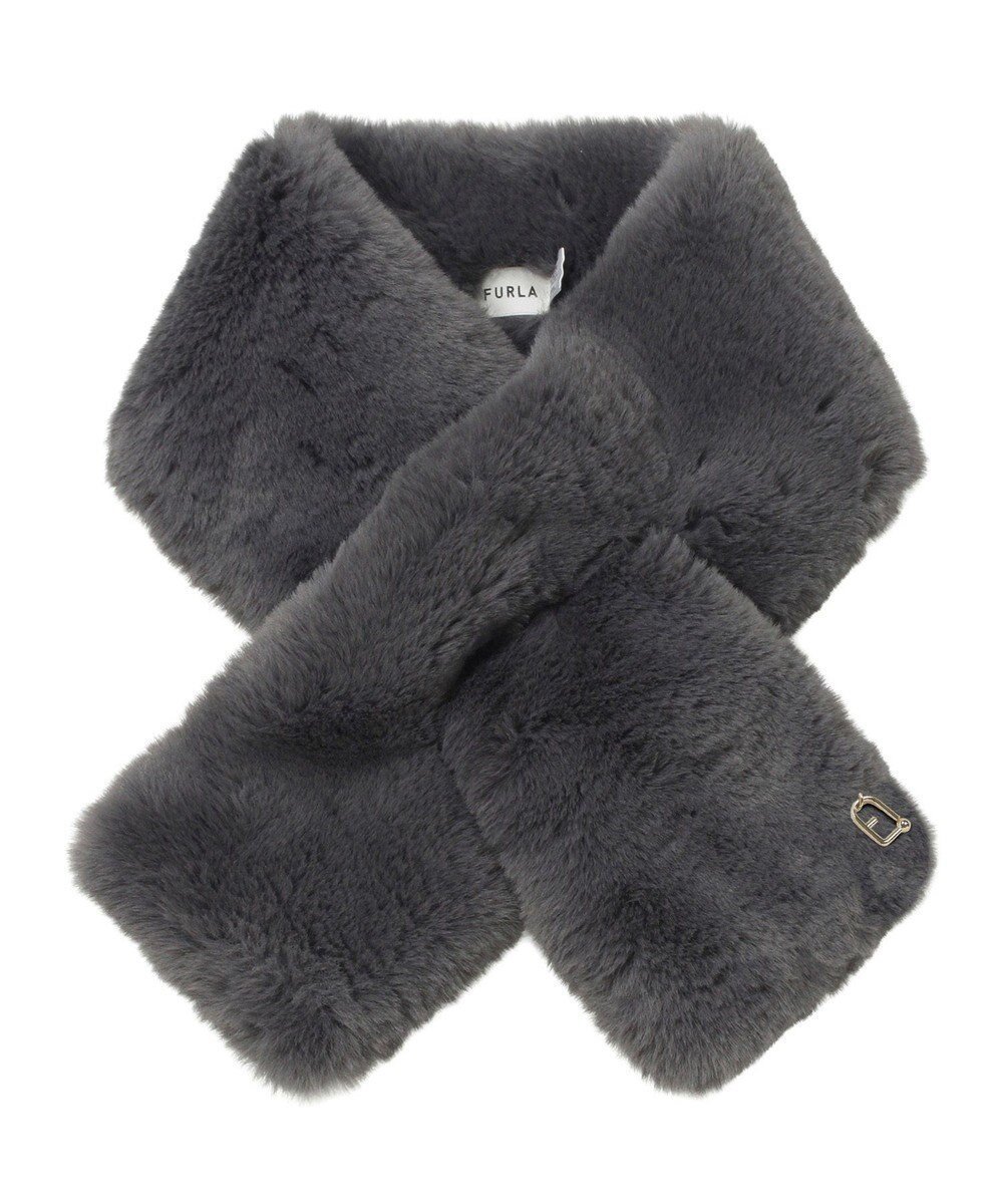 【ムーンバット/MOONBAT】のFURLA(フルラ)ビッグ差し込みファーティペット アーチロゴ フェイクファー インテリア・キッズ・メンズ・レディースファッション・服の通販 founy(ファニー) 　ファッション　Fashion　レディースファッション　Fashion for Women　マフラー・スヌード / 冬小物の定番　Scarves & Mufflers　イタリア　Italy　エレガント 上品　Elegant　コレクション　Collection, Seasonal Line　シンプル　Simple, Minimal　スヌード　Snood, Infinity Scarf　スマート　Smart, Elegant　ドレス　Dress, One-Piece　パターン　Pattern, Design Print　ビッグ　Big, Oversized　フェイクファー　Faux Fur, Imitation Fur　マフラー　Scarf, Muffler　リアル　Real, Realistic　A/W・秋冬　Autumn/Winter　ダークグレー|ID: prp329100004763796 ipo3291000000035540862