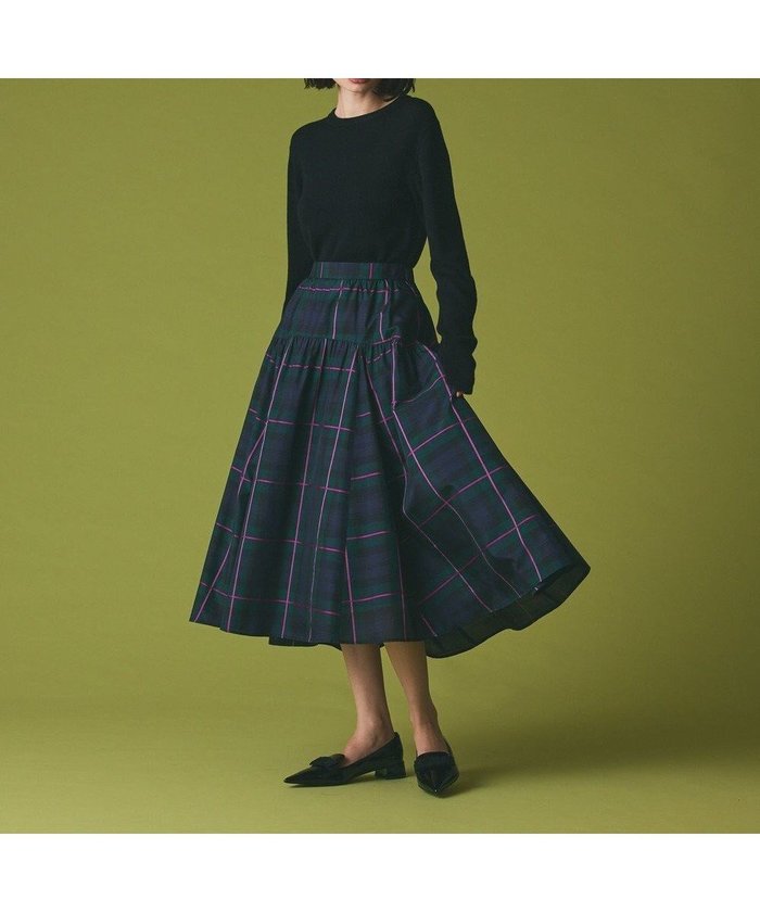 【グレース コンチネンタル/GRACE CONTINENTAL】のシルクブラックウォッチスカート インテリア・キッズ・メンズ・レディースファッション・服の通販 founy(ファニー) https://founy.com/ ファッション Fashion レディースファッション Fashion for Women スカート Skirts ギャザー Gathered, Ruffled シルク Silk, 100% Silk タフタ Taffeta, Structured Fabric フェミニン Feminine, Girly リボン Ribbon, Bow エレガント 上品 Elegant A/W・秋冬 Autumn/Winter |ID: prp329100004763802 ipo3291000000035348422