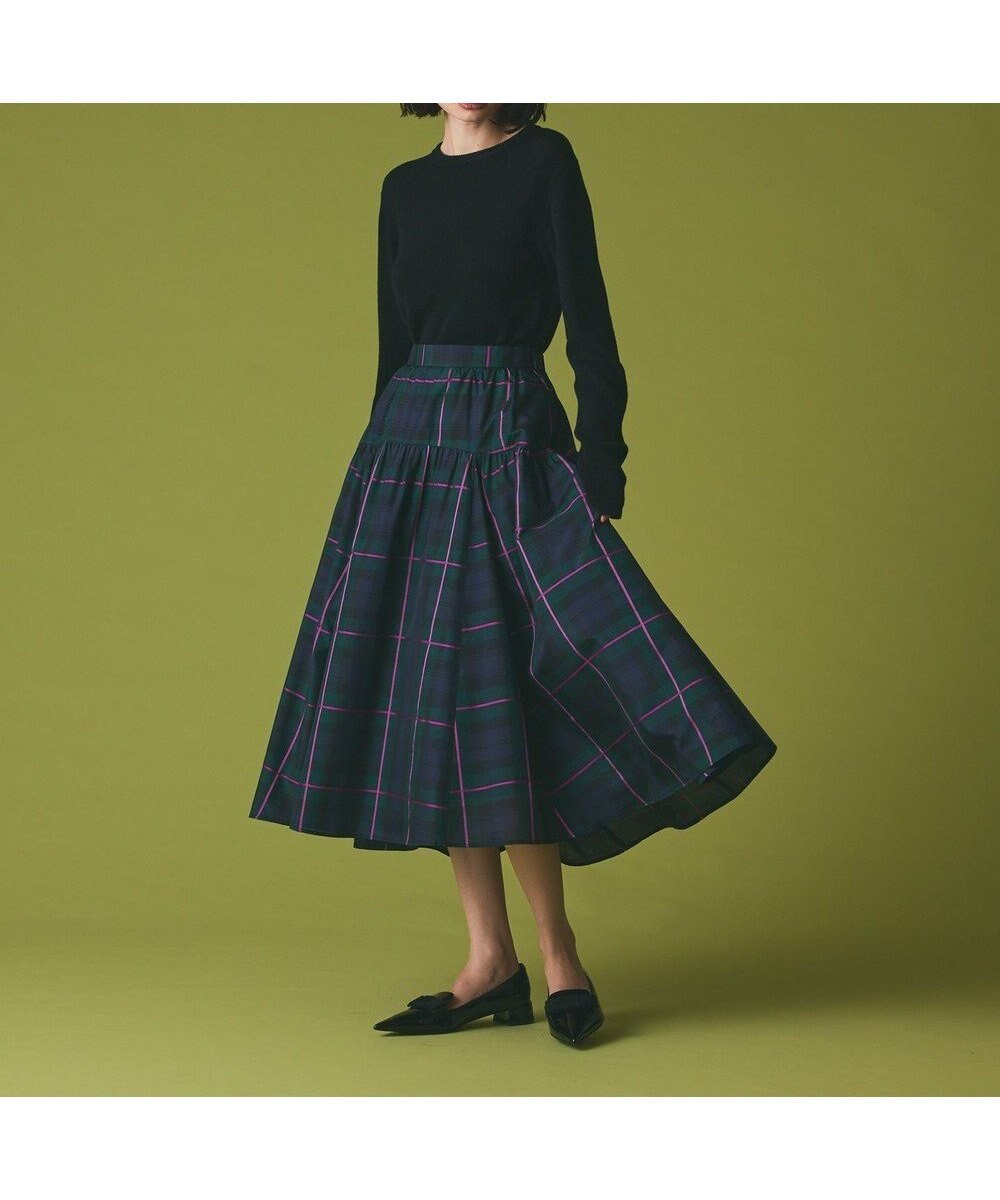 【グレース コンチネンタル/GRACE CONTINENTAL】のシルクブラックウォッチスカート 人気、トレンドファッション・服の通販 founy(ファニー) 　ファッション　Fashion　レディースファッション　Fashion for Women　スカート　Skirts　ギャザー　Gathered, Ruffled　シルク　Silk, 100% Silk　タフタ　Taffeta, Structured Fabric　フェミニン　Feminine, Girly　リボン　Ribbon, Bow　エレガント 上品　Elegant　A/W・秋冬　Autumn/Winter　 other-1|ID: prp329100004763802 ipo3291000000035348422