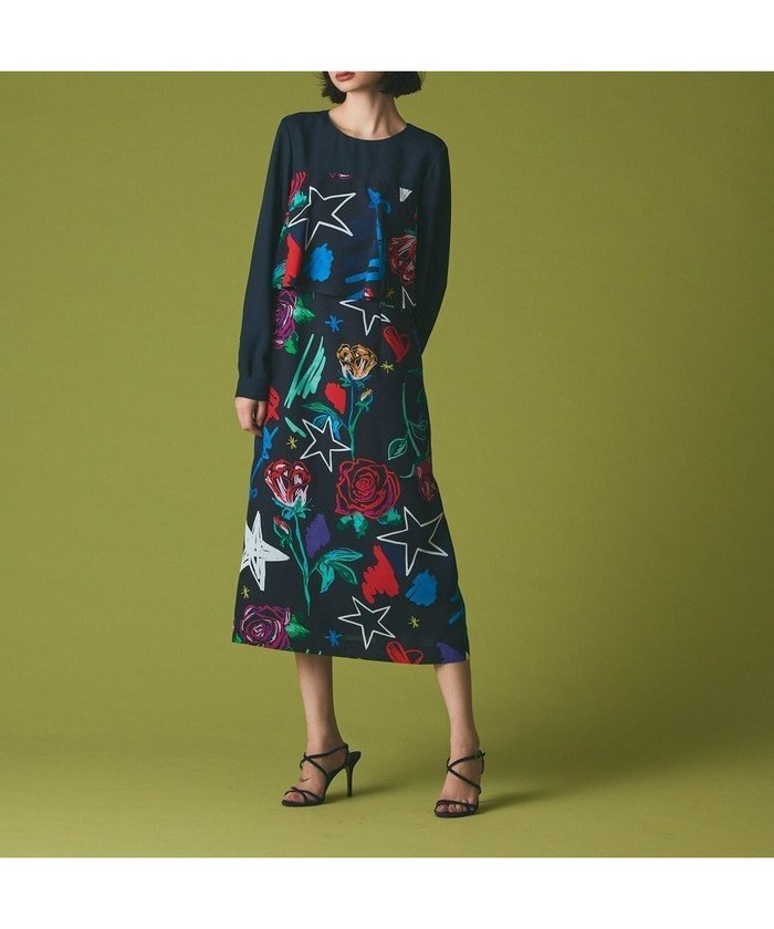 【グレース コンチネンタル/GRACE CONTINENTAL】のプリントコンビドレス インテリア・キッズ・メンズ・レディースファッション・服の通販 founy(ファニー) https://founy.com/ ファッション Fashion レディースファッション Fashion for Women ワンピース Dresses フォーマル・パーティードレス・結婚式用ドレス Elegant & Casual Dresses ダウン Down, Puffer ツイル Twist, Twisted Detail ドレス Dress, One-Piece ビビッド Vivid, Bright Tone プリント Print, Printed Pattern モノトーン Monotone, Black and White 無地 Plain, Solid Color ヨーク Yoke, Yoke Design A/W・秋冬 Autumn/Winter |ID: prp329100004763805 ipo3291000000034485079