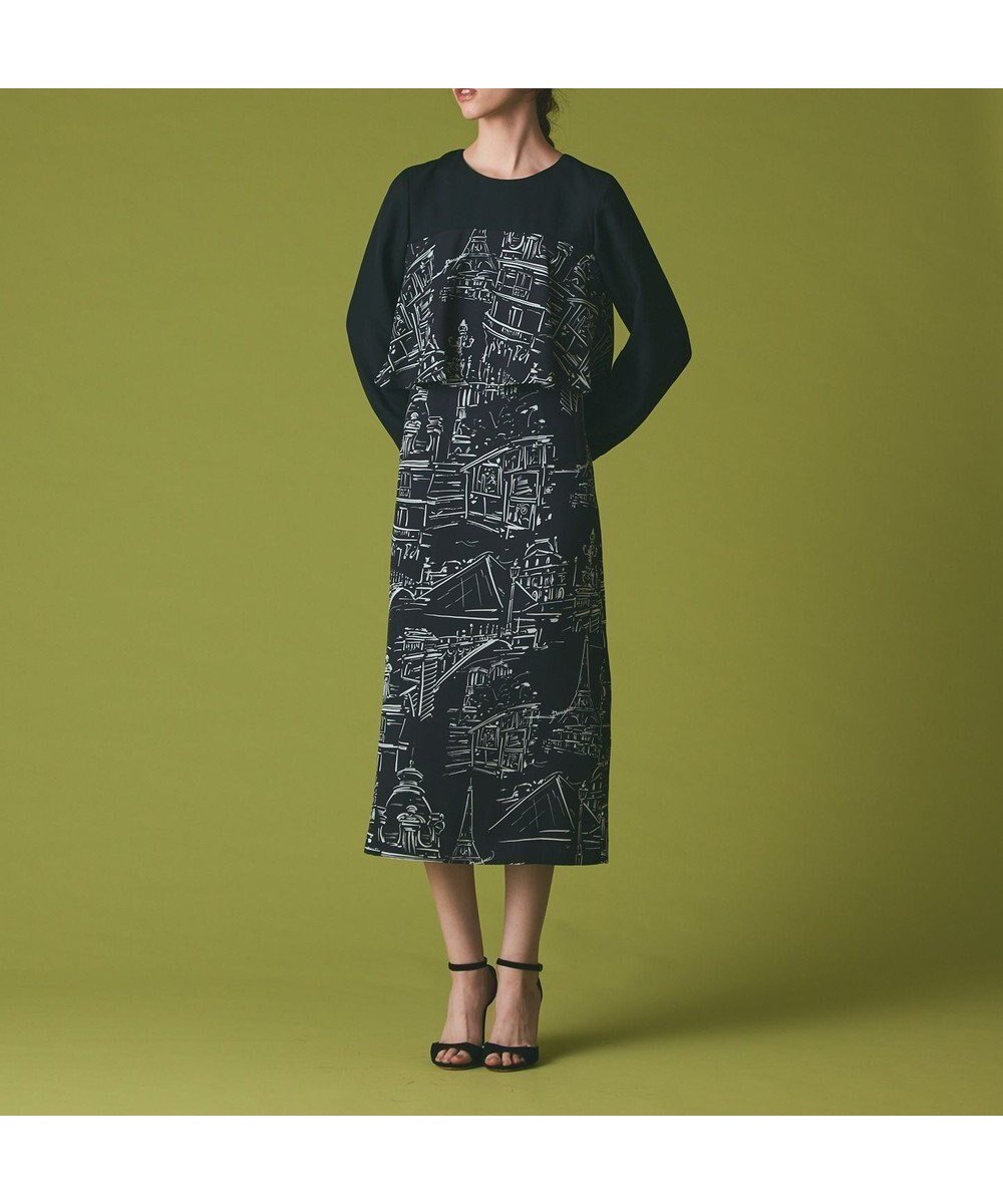 【グレース コンチネンタル/GRACE CONTINENTAL】のプリントコンビドレス インテリア・キッズ・メンズ・レディースファッション・服の通販 founy(ファニー) ファッション Fashion レディースファッション Fashion for Women ワンピース Dresses フォーマル・パーティードレス・結婚式用ドレス Elegant & Casual Dresses ダウン Down, Puffer ツイル Twist, Twisted Detail ドレス Dress, One-Piece ビビッド Vivid, Bright Tone プリント Print, Printed Pattern モノトーン Monotone, Black and White 無地 Plain, Solid Color ヨーク Yoke, Yoke Design A/W・秋冬 Autumn/Winter ブラック|ID: prp329100004763805 ipo3291000000034485081