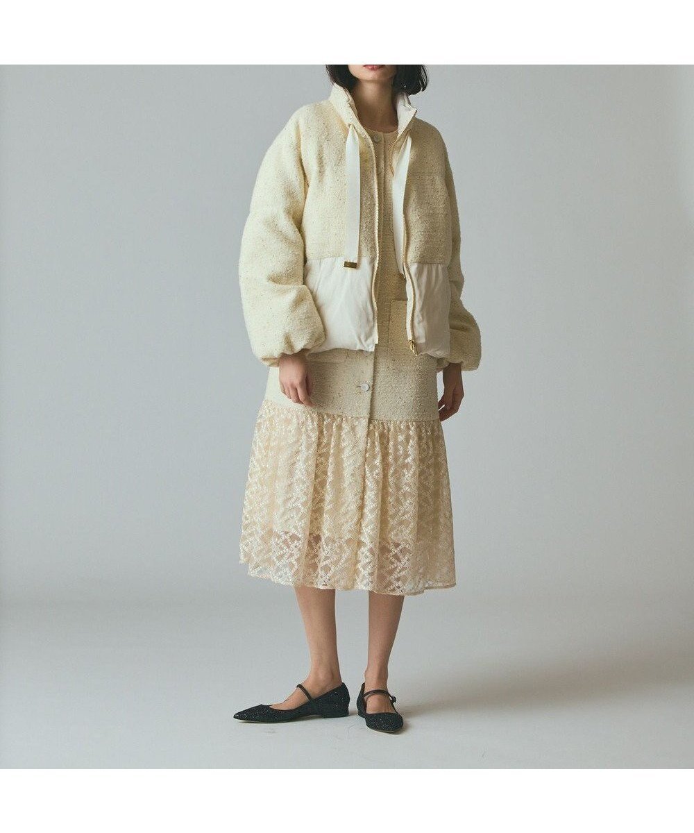 【グレース コンチネンタル/GRACE CONTINENTAL】のツイードコンビパフィーブルゾン 人気、トレンドファッション・服の通販 founy(ファニー) 　ファッション　Fashion　レディースファッション　Fashion for Women　アウター　Coat / Outerwear Collection　レディースジャケット・軽アウター　Jackets　ブルゾンジャケット・スポーティアウター　Blouson Jackets　シンプル　Simple, Minimal　ジャケット　Jacket, Outerwear　スパンコール　Sequins, Sequin Embellishment　タフタ　Taffeta, Structured Fabric　ダウン　Down, Puffer　ツイード　Twill, Twill Weave　フェザー　Feather, Feather Detail　ブルゾン　Blouson, Bomber Jacket　別注　Limited Edition, Custom Order　メタル　Metal, Metal Parts　冬　Winter / This Winter　A/W・秋冬　Autumn/Winter　エレガント 上品　Elegant　 other-1|ID: prp329100004763808 ipo3291000000034485087