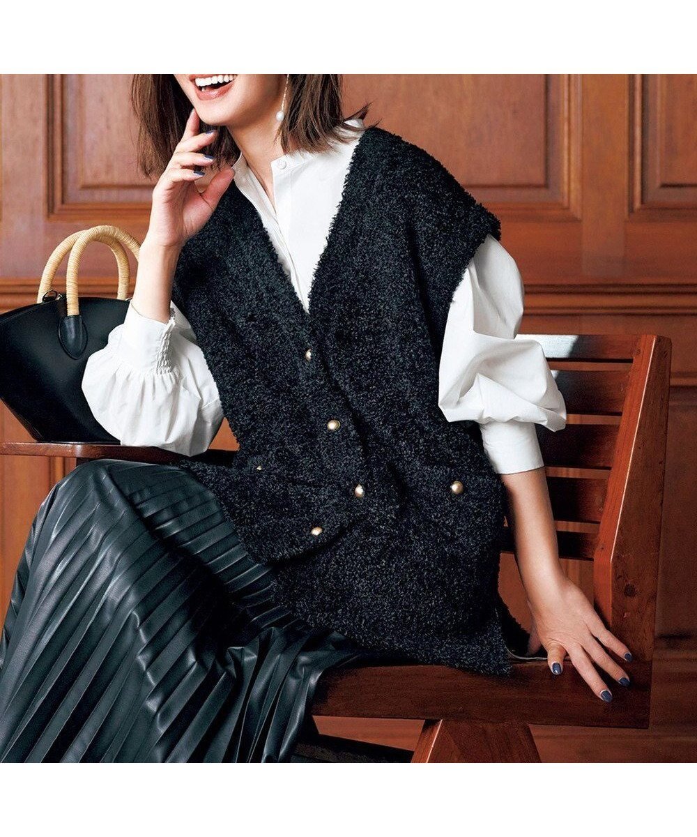 【アンフィーロ 自由区/UNFILO】の【STORY×UNFILO】シャギーニット ベスト 人気、トレンドファッション・服の通販 founy(ファニー) 　ファッション　Fashion　レディースファッション　Fashion for Women　アウター　Coat / Outerwear Collection　トップス・カットソー　Cut & Sew Tops　ニット　Knit Tops & Sweaters　ベスト&ジレ / 重ね着スタイル　Vests & Gilets　ウォッシャブル　Machine Washable　カーディガン　Cardigan, Knitwear　コラボ　Collaboration, Collab　シンプル　Simple, Minimal　スリット　Slit, Slit Detail　セーター　Sweater, Knitwear　ベスト　Vest, Waistcoat　ボトム　Bottoms, Lower Wear　メタル　Metal, Metal Parts　A/W・秋冬　Autumn/Winter　 other-1|ID: prp329100004763820 ipo3291000000034485146