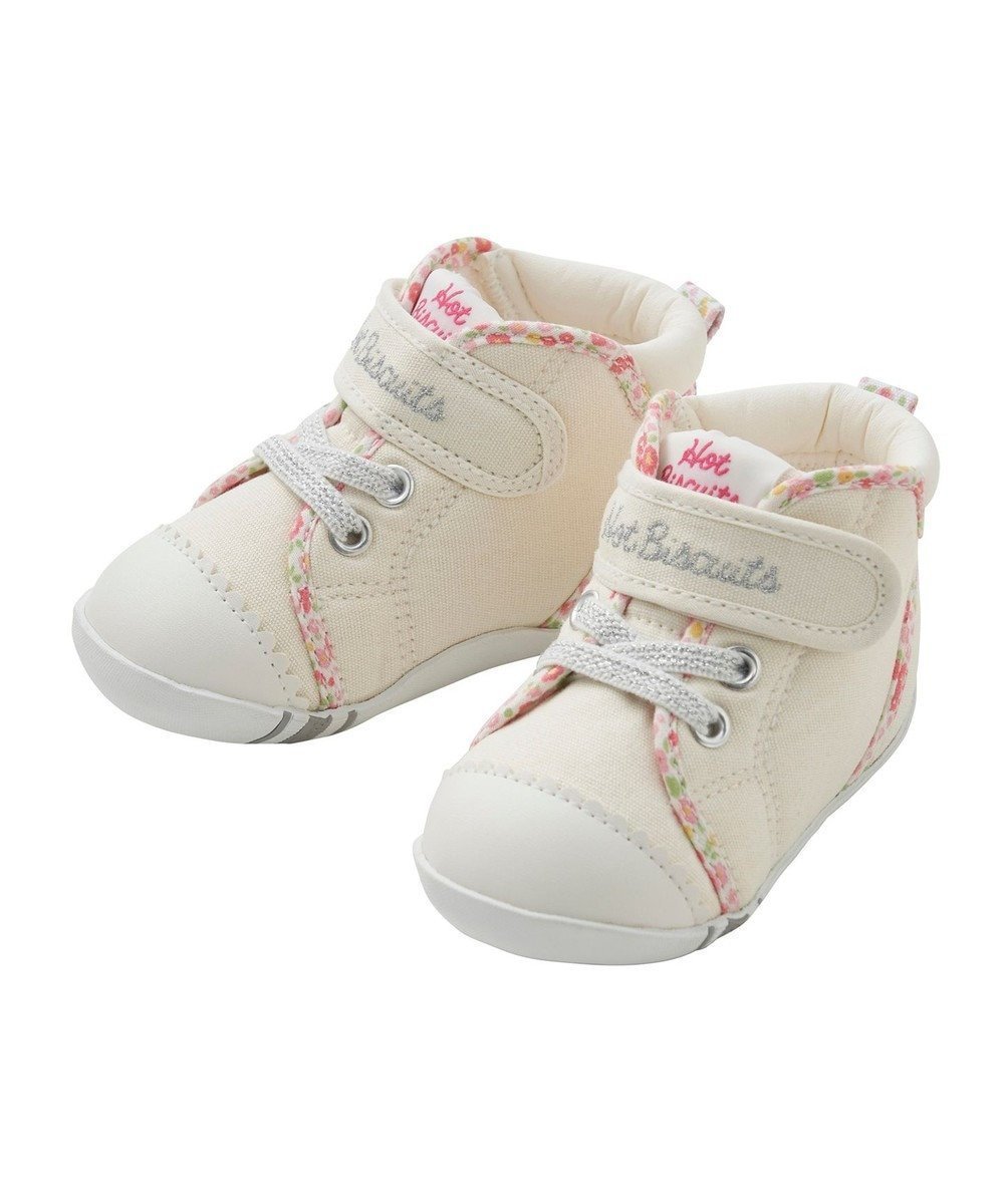 【ミキハウスホットビスケッツ/MIKI HOUSE HOT BISCUITS / KIDS】の【11.5-13.5cm】 小花柄 パイピング ファーストベビーシューズ インテリア・キッズ・メンズ・レディースファッション・服の通販 founy(ファニー) ファッション Fashion キッズファッション Fashion for Kids キャンバス Canvas, Canvas Fabric シューズ Shoes, Footwear スニーカー Sneakers, Trainers パイピング Piping, Trim Design フィット Fit, Slim Fit エレガント 上品 Elegant 白|ID: prp329100004764799 ipo3291000000034495559