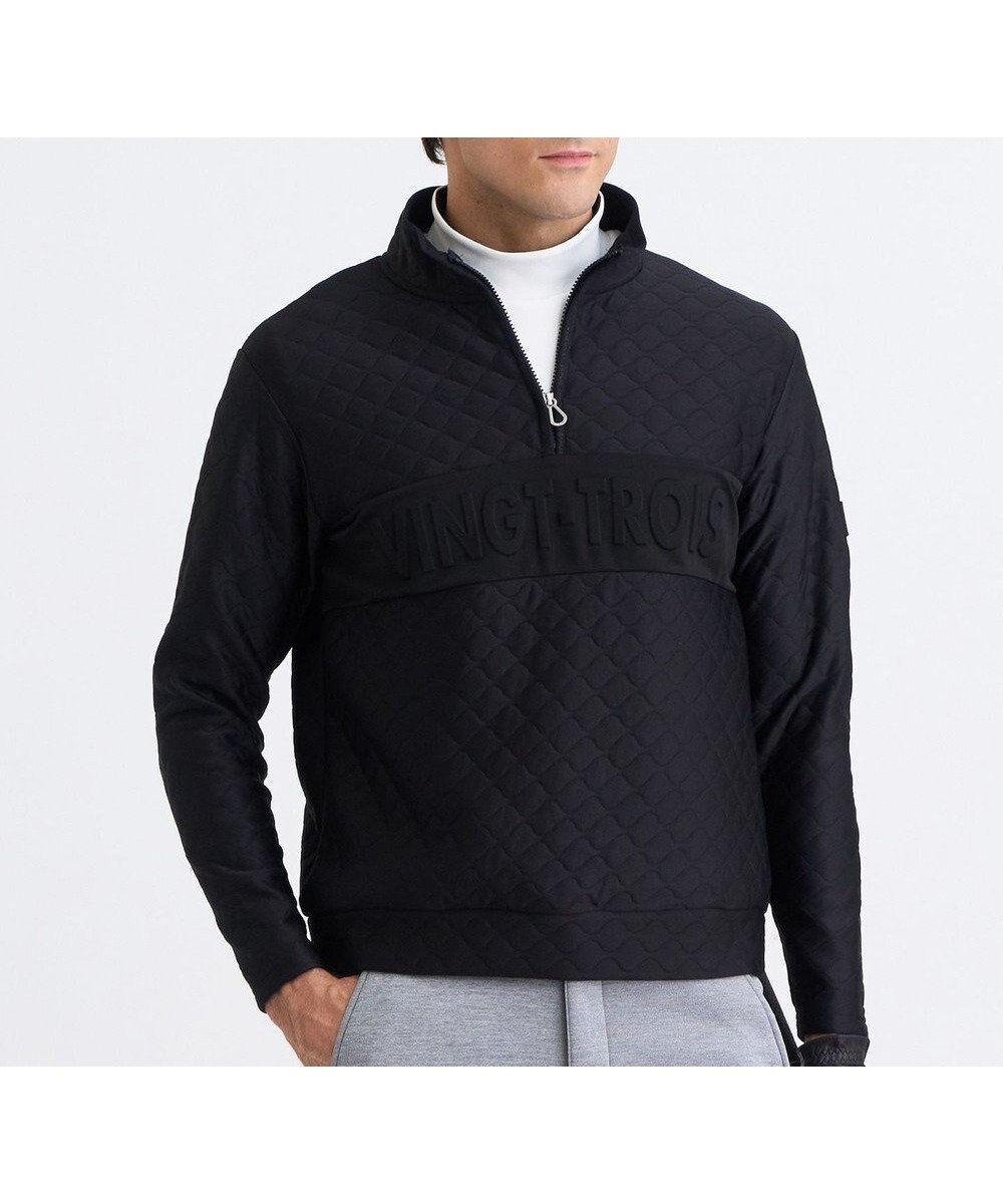 【23区 ゴルフ/23区GOLF / MEN】の【MEN】ウェーブキルトジャガードプルオーバー インテリア・キッズ・メンズ・レディースファッション・服の通販 founy(ファニー) 　ファッション　Fashion　メンズファッション　Fashion for Men　トップス・カットソー　Cut & Sew Tops　ゴルフ　Golf　シンプル　Simple, Minimal　スウェット / スエット　Sweatshirt, Sweatwear　スタイリッシュ　Stylish, Fashionable　ストレッチ　Stretch, Stretchy Fabric　フロント　Front, Front Design　ポロシャツ　Polo Shirt, Collared Tee　モックネック　Mock Neck, Short Turtleneck　ラウンド　Round, Round Neck　エレガント 上品　Elegant　冬　Winter / This Winter　A/W・秋冬　Autumn/Winter　軽量　Lightweight, Ultra Light　ブラック系|ID: prp329100004764818 ipo3291000000034495672