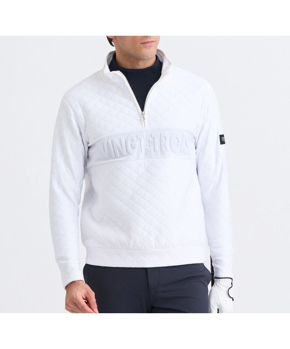 【23区 ゴルフ/23区GOLF / MEN】の【MEN】ウェーブキルトジャガードプルオーバー インテリア・キッズ・メンズ・レディースファッション・服の通販 founy(ファニー) 　ファッション　Fashion　メンズファッション　Fashion for Men　トップス・カットソー　Cut & Sew Tops　ゴルフ　Golf　シンプル　Simple, Minimal　スウェット / スエット　Sweatshirt, Sweatwear　スタイリッシュ　Stylish, Fashionable　ストレッチ　Stretch, Stretchy Fabric　フロント　Front, Front Design　ポロシャツ　Polo Shirt, Collared Tee　モックネック　Mock Neck, Short Turtleneck　ラウンド　Round, Round Neck　エレガント 上品　Elegant　冬　Winter / This Winter　A/W・秋冬　Autumn/Winter　軽量　Lightweight, Ultra Light　ホワイト系|ID: prp329100004764818 ipo3291000000035522322