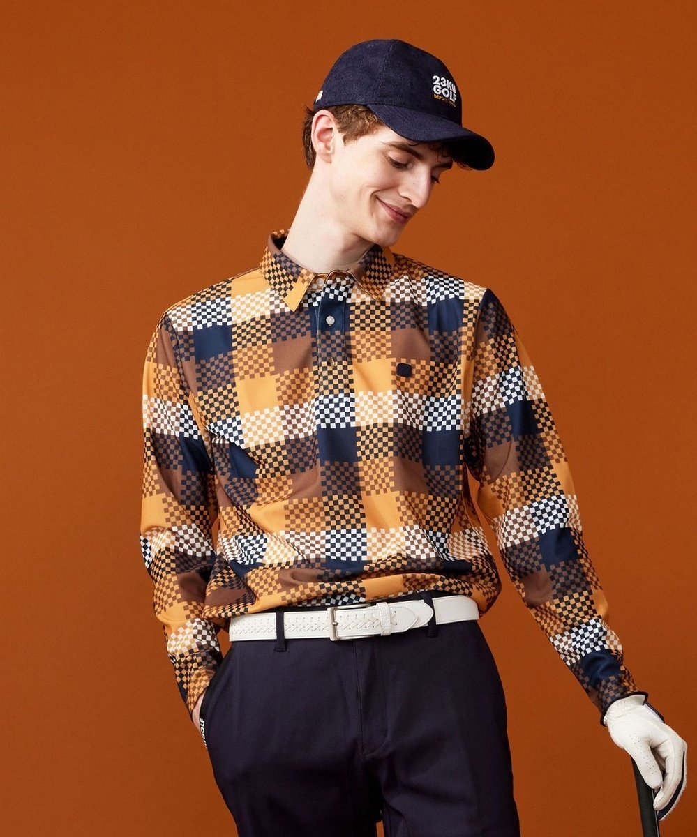 【23区 ゴルフ/23区GOLF / MEN】の【MEN】【吸水速乾・UVケア】 チェック柄プリント 長袖シャツ 人気、トレンドファッション・服の通販 founy(ファニー) ファッション Fashion メンズファッション Fashion for Men トップス・カットソー Cut & Sew Tops メンズシャツ Shirts ポロシャツ / きれいめカジュアルスタイル Polo Shirts チェック Check, Plaid, Tartan プリント Print, Printed Pattern ポロシャツ Polo Shirt, Collared Tee 吸水 Absorbent, Quick-Dry 無地 Plain, Solid Color 秋 Autumn A/W・秋冬 Autumn/Winter 長袖 Long Sleeve, Full Sleeve other-1|ID: prp329100004764828 ipo3291000000034495723