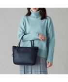 【イザック/Y'SACCS】のナイロン×レザー スクエアトートバッグ Sサイズ ネイビー|ID: prp329100004764837 ipo3291000000034495796