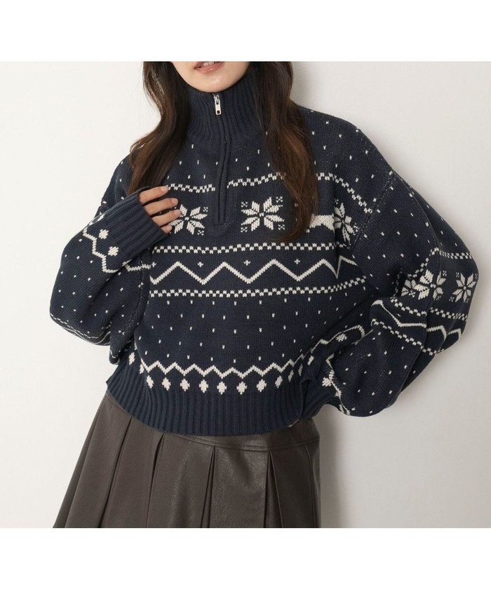 【ウィゴー/WEGO】のノルディック柄ハーフジップニット インテリア・キッズ・メンズ・レディースファッション・服の通販 founy(ファニー) https://founy.com/ ファッション Fashion レディースファッション Fashion for Women トップス・カットソー Cut & Sew Tops ニット Knit Tops & Sweaters インナー Innerwear 春 Spring 秋 Autumn カーゴパンツ Cargo Pants, Utility Pants キャップ Cap, Baseball Cap ジップ Zip, Zipper スマホ Smartphone, Mobile Device セーター Sweater, Knitwear デニム Denim, Jeans Material トレンド Trend, Trending Now 長袖 Long Sleeve, Full Sleeve ハイネック High Neck, Mock Neck ボトム Bottoms, Lower Wear リラックス Relax, Relaxed Fit ロング Long, Long-Length 冬 Winter / This Winter A/W・秋冬 Autumn/Winter |ID: prp329100004764858 ipo3291000000034495943