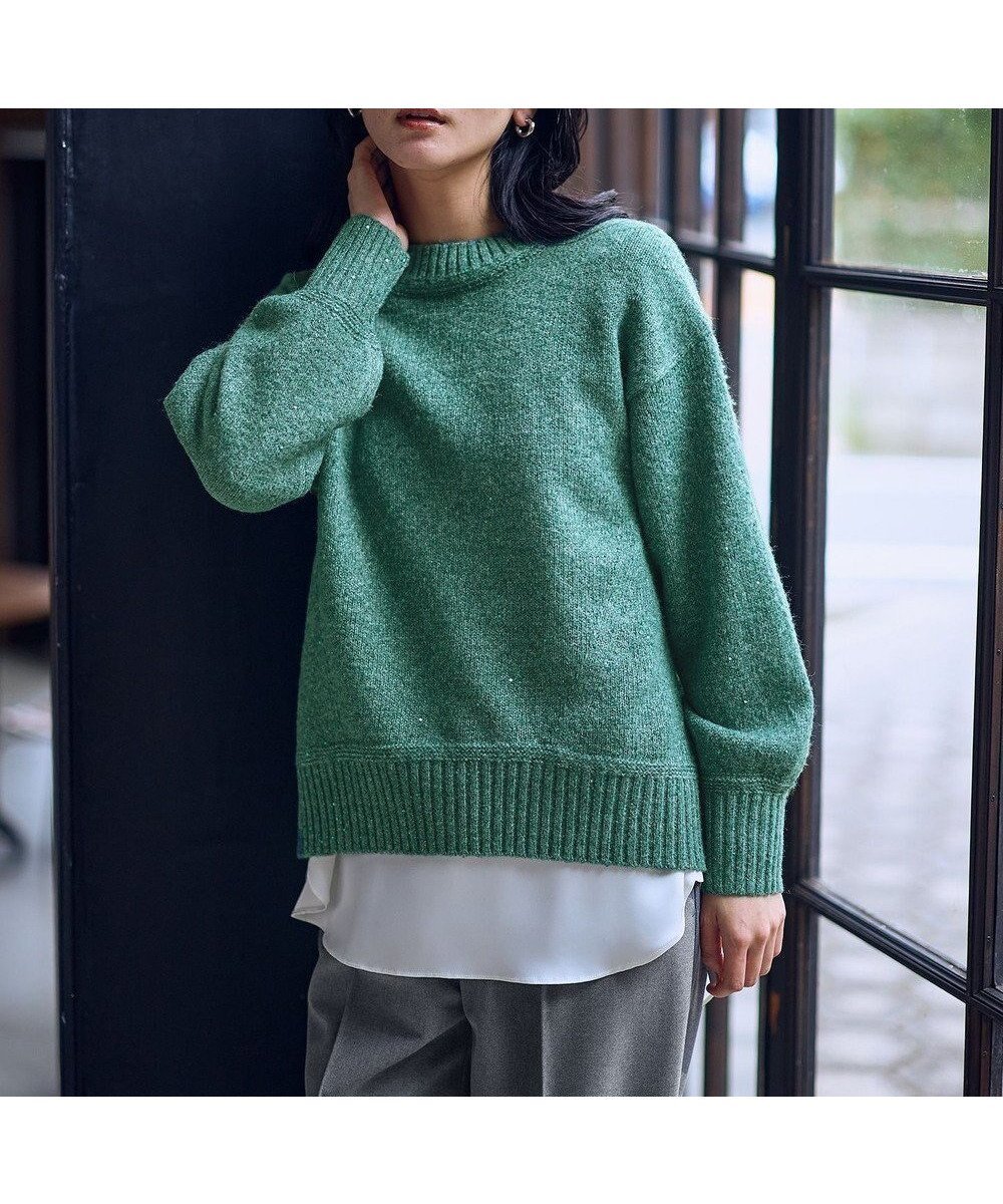 【エニー/ANY】のスパンコールニット インテリア・キッズ・メンズ・レディースファッション・服の通販 founy(ファニー) 　ファッション　Fashion　レディースファッション　Fashion for Women　トップス・カットソー　Cut & Sew Tops　ニット　Knit Tops & Sweaters　おすすめ　Recommended / Our Picks　スパンコール　Sequins, Sequin Embellishment　スリット　Slit, Slit Detail　セーター　Sweater, Knitwear　タートルネック　Turtleneck, High Neck　デニム　Denim, Jeans Material　フェミニン　Feminine, Girly　ワンポイント　One Point, Statement Accent　エレガント 上品　Elegant　冬　Winter / This Winter　洗える　Machine Washable　A/W・秋冬　Autumn/Winter　グリーン|ID: prp329100004764880 ipo3291000000034496050