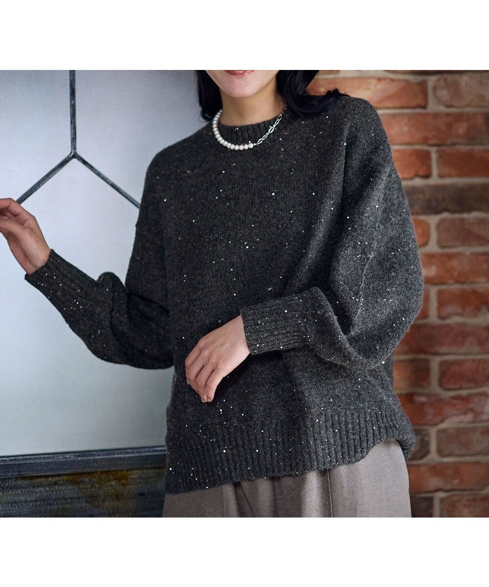 【エニー/ANY】のスパンコールニット 人気、トレンドファッション・服の通販 founy(ファニー) 　ファッション　Fashion　レディースファッション　Fashion for Women　トップス・カットソー　Cut & Sew Tops　ニット　Knit Tops & Sweaters　おすすめ　Recommended / Our Picks　スパンコール　Sequins, Sequin Embellishment　スリット　Slit, Slit Detail　セーター　Sweater, Knitwear　タートルネック　Turtleneck, High Neck　デニム　Denim, Jeans Material　フェミニン　Feminine, Girly　ワンポイント　One Point, Statement Accent　エレガント 上品　Elegant　冬　Winter / This Winter　洗える　Machine Washable　A/W・秋冬　Autumn/Winter　 other-1|ID: prp329100004764880 ipo3291000000034545085