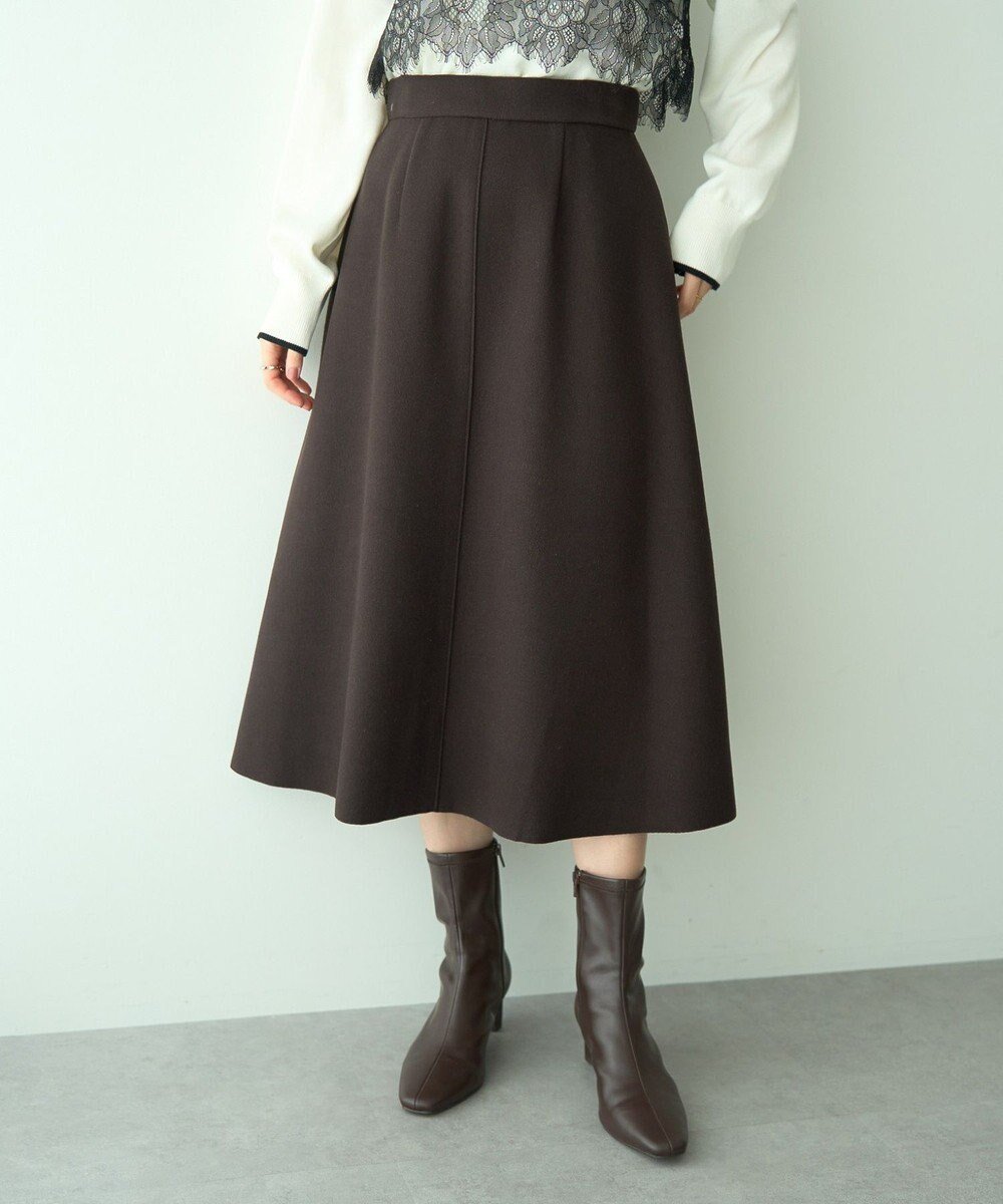 【イェッカ ヴェッカ/YECCA VECCA】のメルトンジャージーAラインスカート インテリア・キッズ・メンズ・レディースファッション・服の通販 founy(ファニー) 　ファッション　Fashion　レディースファッション　Fashion for Women　スカート　Skirts　Aライン・フレアスカート　A-Line & Flared Skirts　クラシック　Classic, Timeless Style　シンプル　Simple, Minimal　ポケット　Pocket, Pocket Detail　メルトン　Melton, Heavy Wool　エレガント 上品　Elegant　A/W・秋冬　Autumn/Winter　Brown|ID: prp329100004764892 ipo3291000000036158895
