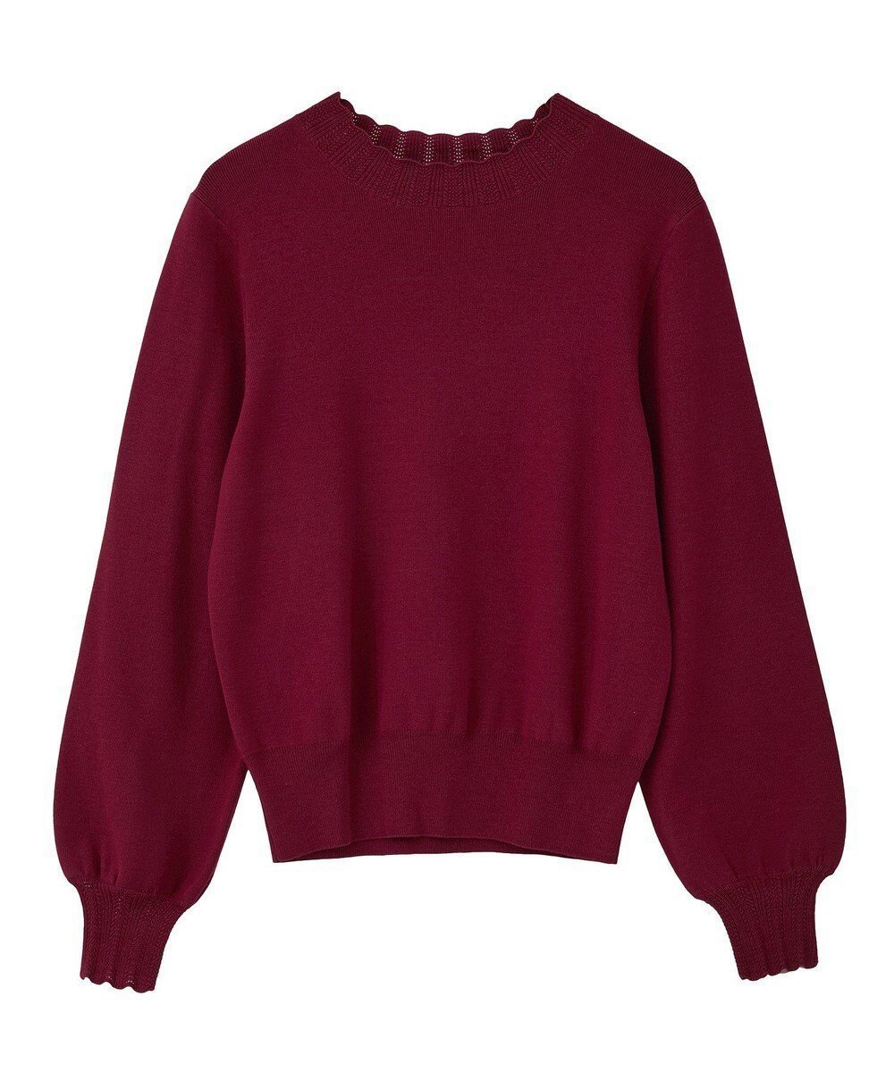 【イェッカ ヴェッカ/YECCA VECCA】のスカラップニット インテリア・キッズ・メンズ・レディースファッション・服の通販 founy(ファニー) 　ファッション　Fashion　レディースファッション　Fashion for Women　トップス・カットソー　Cut & Sew Tops　ニット　Knit Tops & Sweaters　おすすめ　Recommended / Our Picks　インナー　Innerwear　シンプル　Simple, Minimal　ジャケット　Jacket, Outerwear　スカラップ　Scallop, Scalloped Edge　セーター　Sweater, Knitwear　フォルム　Silhouette, Form　ボトム　Bottoms, Lower Wear　ポケット　Pocket, Pocket Detail　レギュラー　Regular, Standard Fit　レース　Lace, Lace Fabric　A/W・秋冬　Autumn/Winter　Red|ID: prp329100004764894 ipo3291000000034496121