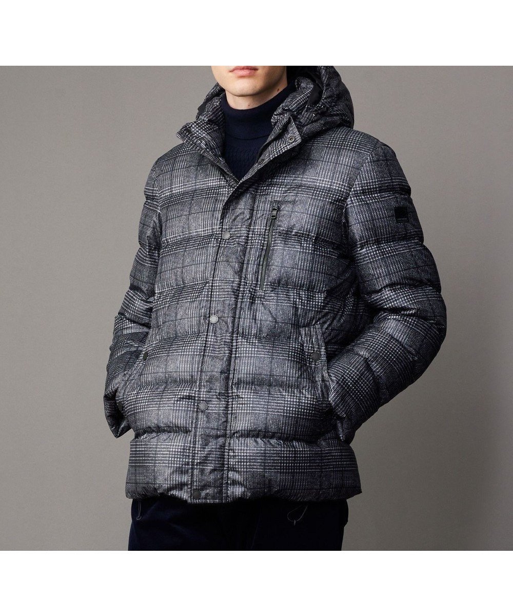 【ジョセフ アブード/JOSEPH ABBOUD / MEN】の【撥水/フード取り外し可/ダウン】パウダータフタ ダウン ブルゾン インテリア・キッズ・メンズ・レディースファッション・服の通販 founy(ファニー) 　ファッション　Fashion　メンズファッション　Fashion for Men　アウター　Men's Coats Outerwear　ブルゾンジャケット / カジュアルアウター　Bomber Jackets & Blousons　軽量　Lightweight, Ultra Light　ジャケット　Jacket, Outerwear　タフタ　Taffeta, Structured Fabric　ダウン　Down, Puffer　チェック　Check, Plaid, Tartan　パウダー　Powder, Soft Tone　ブルゾン　Blouson, Bomber Jacket　プリント　Print, Printed Pattern　A/W・秋冬　Autumn/Winter　ブラック系4|ID: prp329100004765910 ipo3291000000034505108