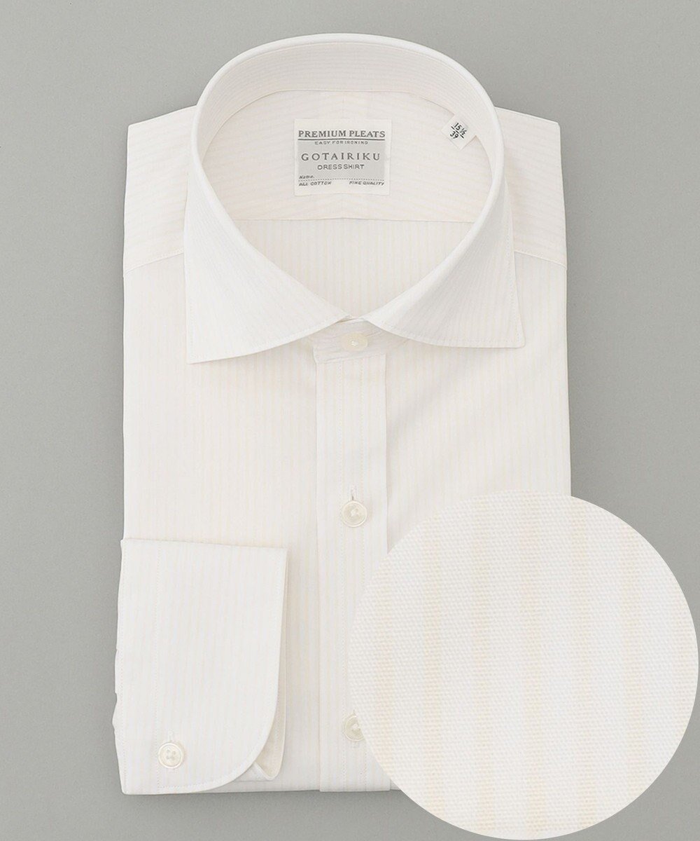 【五大陸/gotairiku / MEN】の【形態安定】PREMIUMPLEATS_ワイドスプレッド 通年ドレスシャツ インテリア・キッズ・メンズ・レディースファッション・服の通販 founy(ファニー) 　ファッション　Fashion　メンズファッション　Fashion for Men　トップス・カットソー　Cut & Sew Tops　メンズシャツ　Shirts　スーピマ　Supima, Premium Cotton　ドレス　Dress, One-Piece　レギュラー　Regular, Standard Fit　A/W・秋冬　Autumn/Winter　S/S・春夏　SS, Spring/Summer, Warm Season　夏　Summer　アイボリー系1|ID: prp329100004765927 ipo3291000000034505182