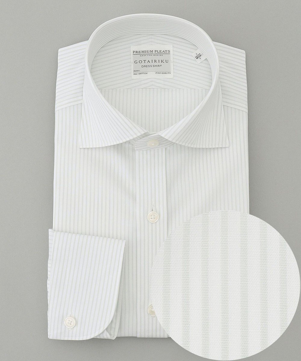 【五大陸/gotairiku / MEN】の【形態安定】PREMIUMPLEATS_ワイドスプレッド 通年ドレスシャツ インテリア・キッズ・メンズ・レディースファッション・服の通販 founy(ファニー) 　ファッション　Fashion　メンズファッション　Fashion for Men　トップス・カットソー　Cut & Sew Tops　メンズシャツ　Shirts　スーピマ　Supima, Premium Cotton　ドレス　Dress, One-Piece　レギュラー　Regular, Standard Fit　A/W・秋冬　Autumn/Winter　S/S・春夏　SS, Spring/Summer, Warm Season　夏　Summer　グリーン系1|ID: prp329100004765927 ipo3291000000034505183