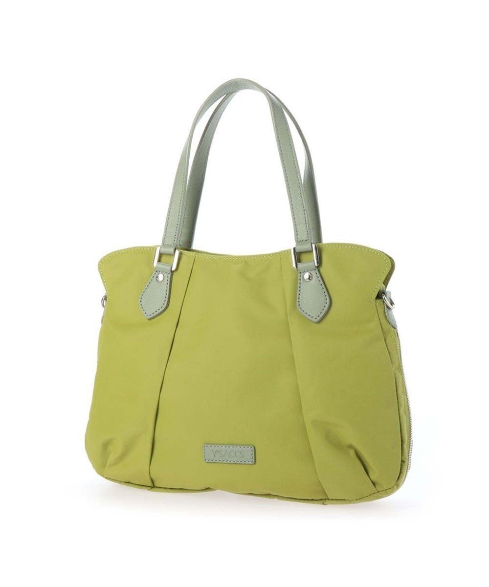 【イザック/Y'SACCS】のリサイクルナイロン フロントタック2wayトート Sサイズ インテリア・キッズ・メンズ・レディースファッション・服の通販 founy(ファニー) 　ファッション　Fashion　レディースファッション　Fashion for Women　バッグ　Bags　シェイプ　Shape, Slim Fit　シンプル　Simple, Minimal　ダブル　Double, Double-Breasted　フォルム　Silhouette, Form　フロント　Front, Front Design　ポケット　Pocket, Pocket Detail　台形　A-Line, Trapezoid Shape　ライトグリーン|ID: prp329100004765939 ipo3291000000034505271