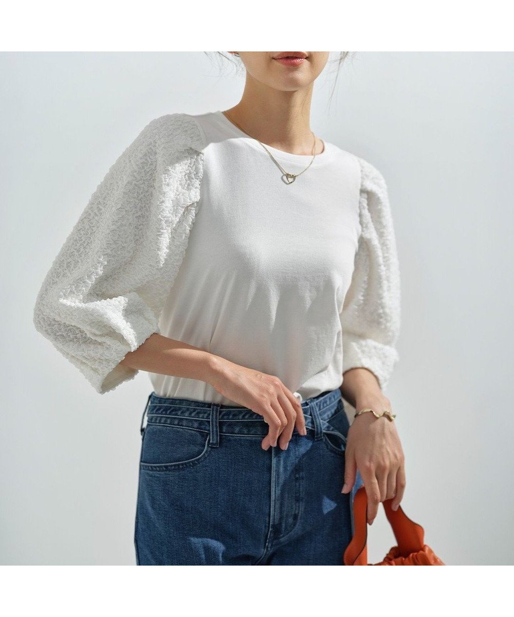 【組曲/KUMIKYOKU】のシャーリングシフォン袖 トップス インテリア・キッズ・メンズ・レディースファッション・服の通販 founy(ファニー) ファッション Fashion レディースファッション Fashion for Women トップス・カットソー Cut & Sew Tops シャツ・ブラウス・オフィスカジュアル Elegant Blouses & Button-Ups ロングTシャツ・Tシャツ Longline T-Shirts & Tees カットソー・ベーシックTシャツ Cut-and-Sewn Tops / Stretch Tees & Basics カットソー Cut and Sewn Top シフォン Chiffon, Lightweight Fabric シャーリング Shirring, Ruched ストレッチ Stretch, Stretchy Fabric スリーブ Sleeve, Long Sleeve / Short Sleeve バランス Balance, Style Balance ヘムライン Hemline, Bottom Cut ボトム Bottoms, Lower Wear A/W・秋冬 Autumn/Winter アイボリー系|ID: prp329100004765940 ipo3291000000034505281