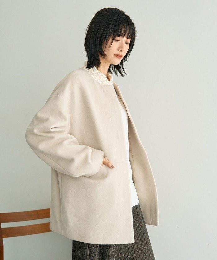 【イェッカ ヴェッカ/YECCA VECCA】のノーカラーミドル丈ウールコート インテリア・キッズ・メンズ・レディースファッション・服の通販 founy(ファニー) https://founy.com/ ファッション Fashion レディースファッション Fashion for Women アウター Coat / Outerwear Collection コート・ロングコート・ピーコート Long Coats, Peacoats & More レディースジャケット・軽アウター Jackets ジャケット Jacket, Outerwear フォルム Silhouette, Form ポケット Pocket, Pocket Detail ミドル Middle Length, Mid Height ワイド Wide, Wide Fit 日本製 Made In Japan A/W・秋冬 Autumn/Winter |ID: prp329100004766700 ipo3291000000034515577