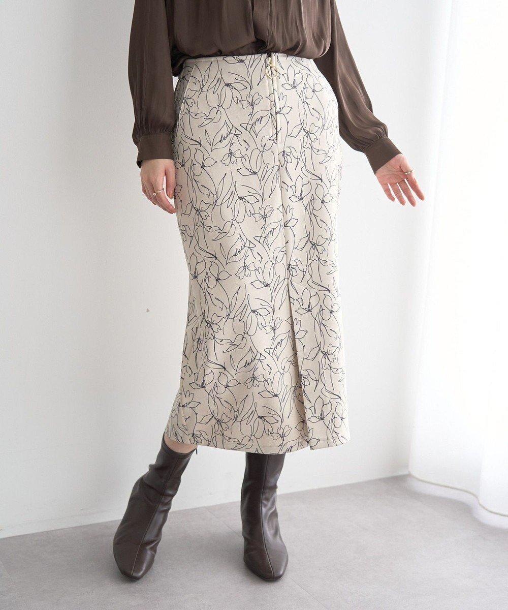 【イェッカ ヴェッカ/YECCA VECCA】のラインフラワー柄フェイクスエードスカート インテリア・キッズ・メンズ・レディースファッション・服の通販 founy(ファニー) 　ファッション　Fashion　レディースファッション　Fashion for Women　スカート　Skirts　エレガント 上品　Elegant　ストレッチ　Stretch, Stretchy Fabric　スリット　Slit, Slit Detail　センター　Center, Center Line　フィット　Fit, Slim Fit　フラワー　Flower, Floral　フープ　Hoop, Hoop Earrings　ポケット　Pocket, Pocket Detail　メタル　Metal, Metal Parts　A/W・秋冬　Autumn/Winter　Ivory|ID: prp329100004766701 ipo3291000000034817942