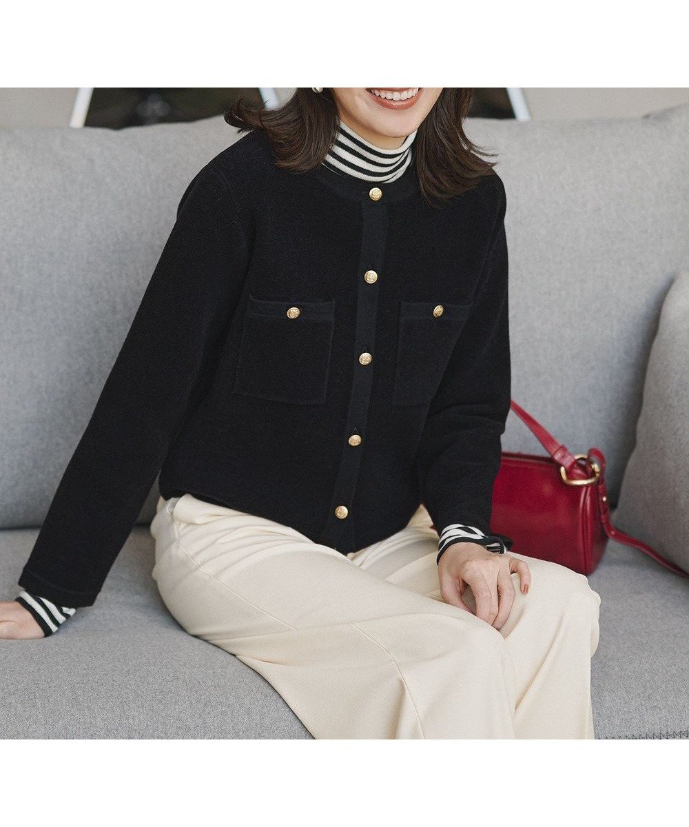 【23区/NIJYUSANKU】の【洗える】ベロアニット カーディガン インテリア・キッズ・メンズ・レディースファッション・服の通販 founy(ファニー) 　ファッション　Fashion　レディースファッション　Fashion for Women　トップス・カットソー　Cut & Sew Tops　ニット　Knit Tops & Sweaters　カーディガン・羽織り　Layered Style Cardigans　ベロアトップス　Velour Tops / Velvet-Look Items　2025年　2025　2025-2026秋冬・A/W　Autumn/Winter 2025–26 AW25–26　冬　Winter / This Winter　なめらか　Smooth, Silky Texture　カーディガン　Cardigan, Knitwear　シンプル　Simple, Minimal　フィット　Fit, Slim Fit　ベロア　Velour, Soft Velvet　ポケット　Pocket, Pocket Detail　エレガント 上品　Elegant　定番　Standard, Basic Item　洗える　Machine Washable　A/W・秋冬　Autumn/Winter　ブラック系|ID: prp329100004766715 ipo3291000000035631306