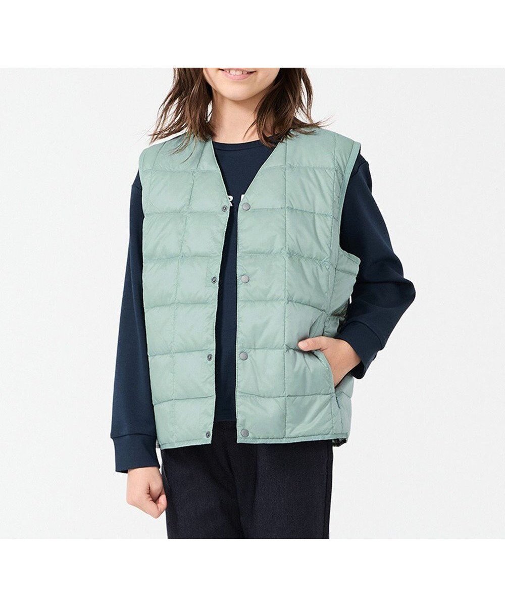 【アンフィーロ/UNFILO / KIDS】の【120-150cm】TAION Vネック ダウンベスト(UNISEX) インテリア・キッズ・メンズ・レディースファッション・服の通販 founy(ファニー) 　ファッション　Fashion　キッズファッション　Fashion for Kids　アウター　Coat Outerwear /Kids　ユニセックス　Unisex, Genderless　カットソー　Cut and Sewn Top　コラボ　Collaboration, Collab　コンパクト　Compact, Small Size　ジャケット　Jacket, Outerwear　ダウン　Down, Puffer　パーカー　Hoodie, Parka　フェザー　Feather, Feather Detail　ベスト　Vest, Waistcoat　人気　Popular, Best Seller　A/W・秋冬　Autumn/Winter　防寒　Cold Protection, Winter-Ready　アイスミント|ID: prp329100004767445 ipo3291000000034567428