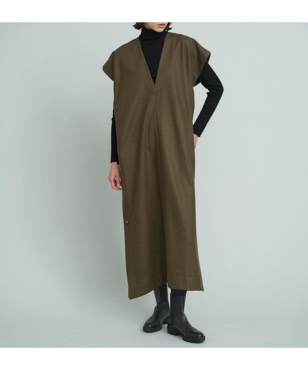 【23区/NIJYUSANKU】の【SACRA】ハイカウントメルトン ワンピース インテリア・キッズ・メンズ・レディースファッション・服の通販 founy(ファニー) ファッション Fashion レディースファッション Fashion for Women スカート Skirts カッティング Cutting Detail コレクション Collection, Seasonal Line タートル Turtleneck, Turtle Collar ドレープ Drape, Draping Fabric ミックス Mix, Mixed Style A/W・秋冬 Autumn/Winter 冬 Winter / This Winter カーキ系|ID: prp329100004767458 ipo3291000000034526343