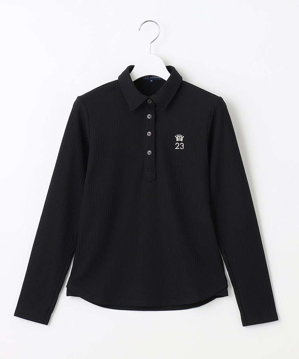 【23区 ゴルフ/NIJYUSANKU GOLF】の飽きずに使えるベーシックアイテム【WOMEN】】 リブポロシャツ インテリア・キッズ・メンズ・レディースファッション・服の通販 founy(ファニー) ファッション Fashion レディースファッション Fashion for Women トップス・カットソー Cut & Sew Tops シャツ・ブラウス・オフィスカジュアル Elegant Blouses & Button-Ups ロングTシャツ・Tシャツ Longline T-Shirts & Tees ポロシャツ・きれいめカジュアル Smart-Casual Polo Tops カットソー・ベーシックTシャツ Cut-and-Sewn Tops / Stretch Tees & Basics インナー Innerwear エレガント 上品 Elegant カットソー Cut and Sewn Top ベーシック Basic, Essential ポロシャツ Polo Shirt, Collared Tee モチーフ Motif, Design Theme ロング Long, Long-Length 春 Spring A/W・秋冬 Autumn/Winter 長袖 Long Sleeve, Full Sleeve ブラック系|ID: prp329100004767459 ipo3291000000034526345