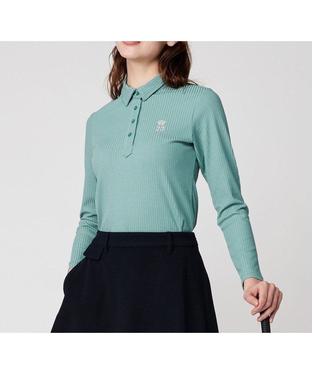 【23区 ゴルフ/NIJYUSANKU GOLF】の飽きずに使えるベーシックアイテム【WOMEN】】 リブポロシャツ インテリア・キッズ・メンズ・レディースファッション・服の通販 founy(ファニー) ファッション Fashion レディースファッション Fashion for Women トップス・カットソー Cut & Sew Tops シャツ・ブラウス・オフィスカジュアル Elegant Blouses & Button-Ups ロングTシャツ・Tシャツ Longline T-Shirts & Tees ポロシャツ・きれいめカジュアル Smart-Casual Polo Tops カットソー・ベーシックTシャツ Cut-and-Sewn Tops / Stretch Tees & Basics インナー Innerwear エレガント 上品 Elegant カットソー Cut and Sewn Top ベーシック Basic, Essential ポロシャツ Polo Shirt, Collared Tee モチーフ Motif, Design Theme ロング Long, Long-Length 春 Spring A/W・秋冬 Autumn/Winter 長袖 Long Sleeve, Full Sleeve ライトグリーン系|ID: prp329100004767459 ipo3291000000034526348
