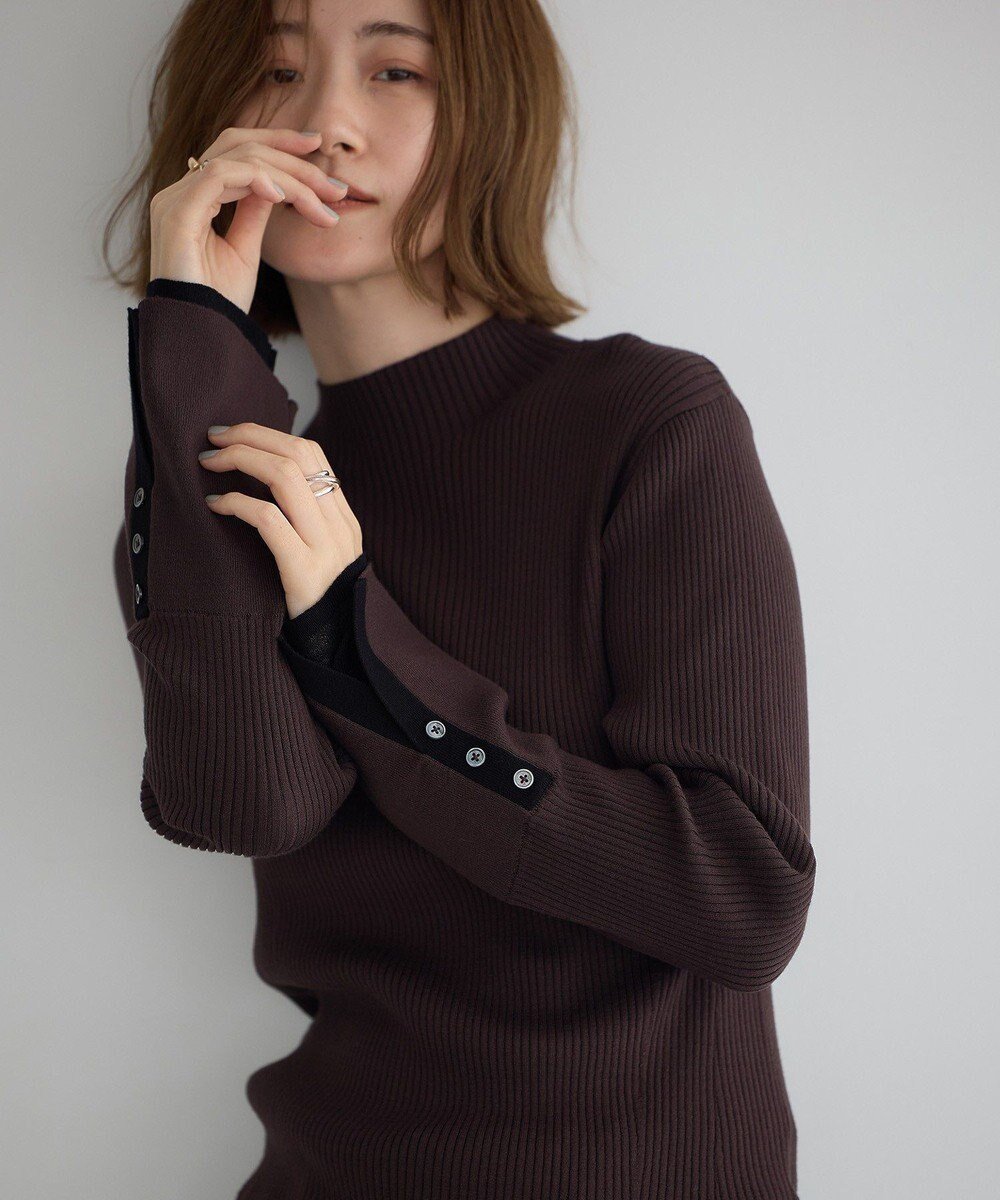 【イェッカ ヴェッカ/YECCA VECCA】の袖口レイヤードリブニット インテリア・キッズ・メンズ・レディースファッション・服の通販 founy(ファニー) ファッション Fashion レディースファッション Fashion for Women トップス・カットソー Cut & Sew Tops ニット Knit Tops & Sweaters キャミソール Camisole, Spaghetti Strap Top スリット Slit, Slit Detail セーター Sweater, Knitwear ビスチェ Bustier, Corset Top フィット Fit, Slim Fit ポケット Pocket, Pocket Detail A/W・秋冬 Autumn/Winter Charcoal Gray|ID: prp329100004767464 ipo3291000000034526380