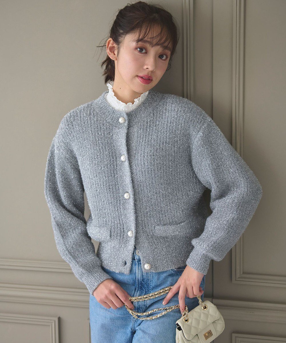 【フェルゥ/Feroux】の【洗える】ラメシャギー カーディガン インテリア・キッズ・メンズ・レディースファッション・服の通販 founy(ファニー) ファッション Fashion レディースファッション Fashion for Women トップス・カットソー Cut & Sew Tops カーディガン・羽織り Layered Style Cardigans カーディガン Cardigan, Knitwear パール Pearl, Pearl Accent ベーシック Basic, Essential ボトム Bottoms, Lower Wear 洗える Machine Washable A/W・秋冬 Autumn/Winter 羽織 Haori, Light Jacket ライトグレー系|ID: prp329100004767487 ipo3291000000034526523