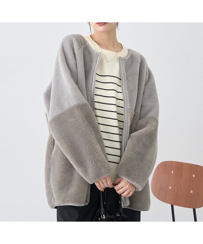 【アースミュージックアンドエコロジー/earth music&ecology】の【リバーシブル】ノーカラーフェイクムートンコート インテリア・キッズ・メンズ・レディースファッション・服の通販 founy(ファニー) https://founy.com/ ファッション Fashion レディースファッション Fashion for Women アウター Coat / Outerwear Collection コート・ロングコート・ピーコート Long Coats, Peacoats & More レディースジャケット・軽アウター Jackets 新作・新入荷 New Arrivals / New In おすすめ Recommended / Our Picks ジャケット Jacket, Outerwear タートルネック Turtleneck, High Neck フェイクムートン Faux Shearling, Faux Mouton ポケット Pocket, Pocket Detail マフラー Scarf, Muffler リバーシブル Reversible, Two-Sided A/W・秋冬 Autumn/Winter |ID: prp329100004767493 ipo3291000000034526563