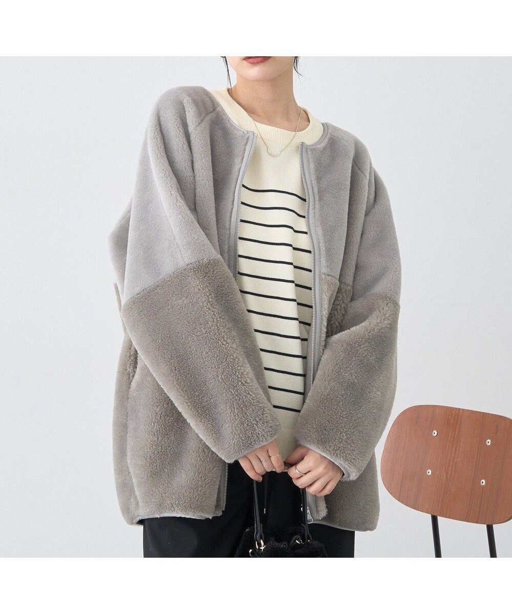 【アースミュージックアンドエコロジー/earth music&ecology】の【リバーシブル】ノーカラーフェイクムートンコート インテリア・キッズ・メンズ・レディースファッション・服の通販 founy(ファニー) ファッション Fashion レディースファッション Fashion for Women アウター Coat / Outerwear Collection コート・ロングコート・ピーコート Long Coats, Peacoats & More レディースジャケット・軽アウター Jackets 新作・新入荷 New Arrivals / New In おすすめ Recommended / Our Picks ジャケット Jacket, Outerwear タートルネック Turtleneck, High Neck フェイクムートン Faux Shearling, Faux Mouton ポケット Pocket, Pocket Detail マフラー Scarf, Muffler リバーシブル Reversible, Two-Sided A/W・秋冬 Autumn/Winter Khaki|ID: prp329100004767493 ipo3291000000034526564