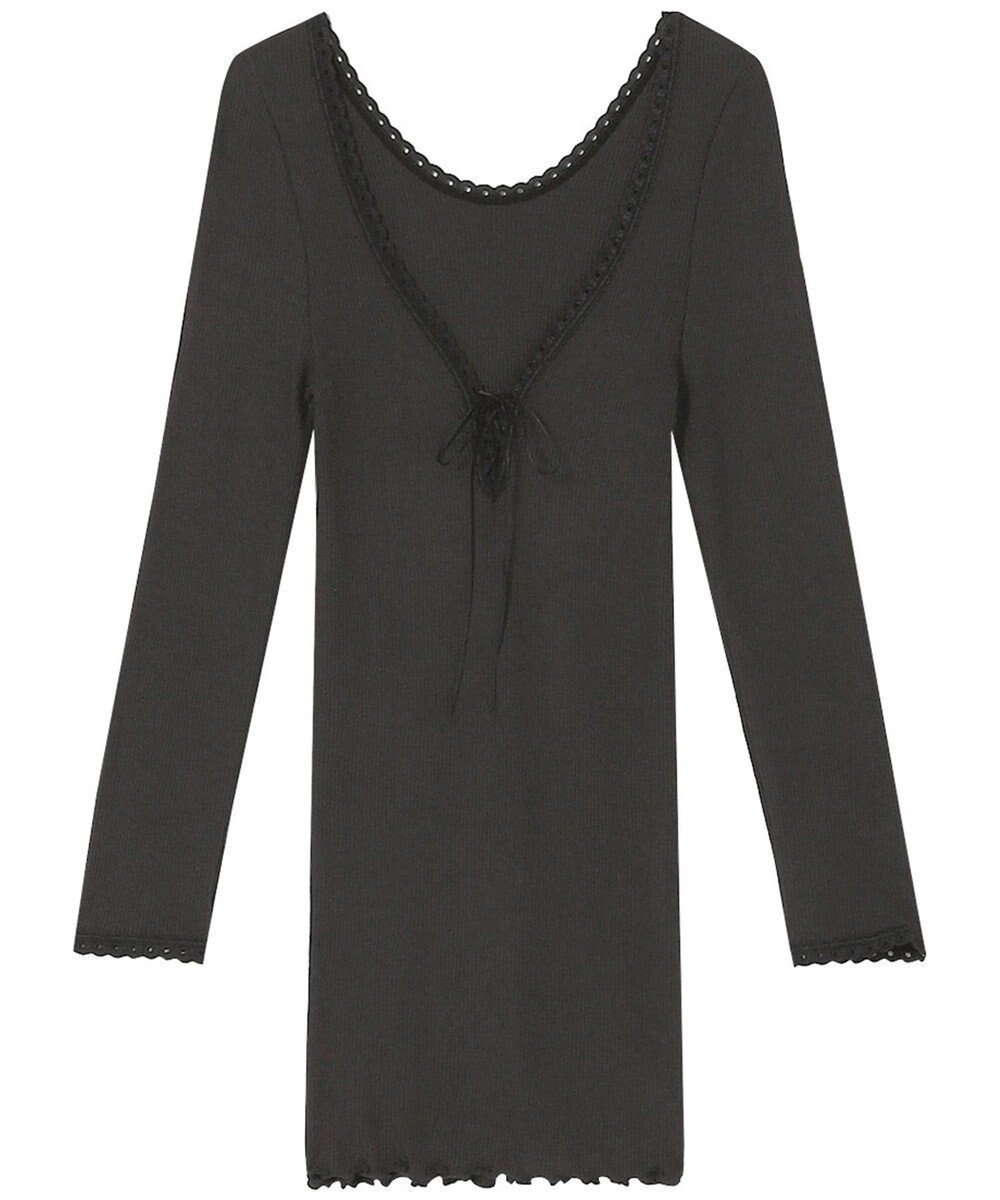 【アンフィ/AMPHI】のあったかインナー 薄手 リブ素材 9分袖 長袖 UWF360 アンフィ/ワコール インテリア・キッズ・メンズ・レディースファッション・服の通販 founy(ファニー) 　ファッション　Fashion　レディースファッション　Fashion for Women　トップス・カットソー　Cut & Sew Tops　ニット　Knit Tops & Sweaters　アンダー　Underwear Essentials　インナー　Innerwear　リボン　Ribbon, Bow　エレガント 上品　Elegant　定番　Standard, Basic Item　A/W・秋冬　Autumn/Winter　長袖　Long Sleeve, Full Sleeve　ブラック|ID: prp329100004767500 ipo3291000000034526597