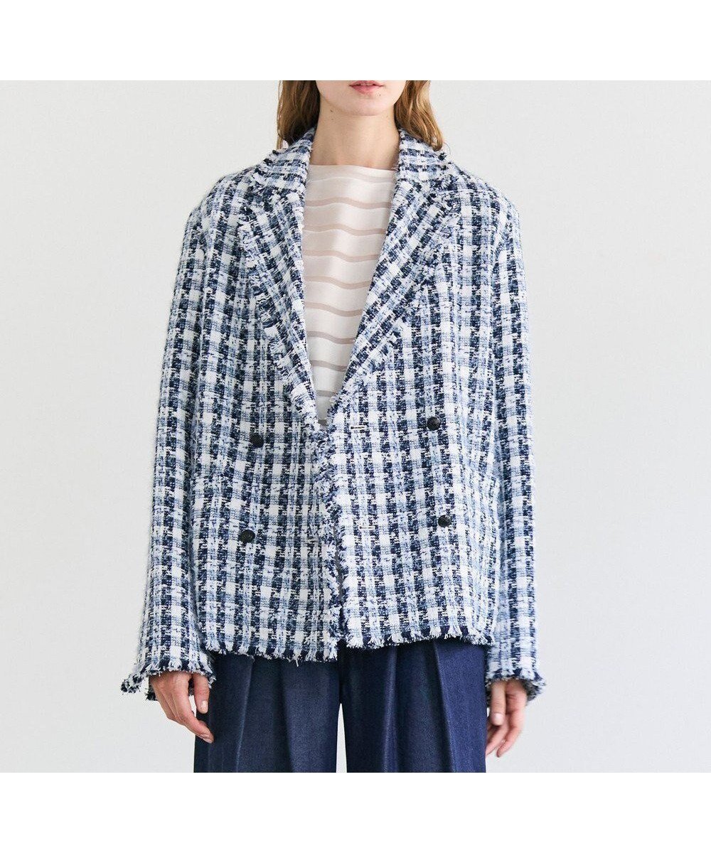 【ベイジ,/BEIGE,】のBERYL / ファンシーツイードダブルジャケット インテリア・キッズ・メンズ・レディースファッション・服の通販 founy(ファニー) 　ファッション　Fashion　レディースファッション　Fashion for Women　アウター　Coat / Outerwear Collection　レディースジャケット・軽アウター　Jackets　オケージョン　Occasion Wear　春　Spring　ジャケット　Jacket, Outerwear　セットアップ　Set-Up, Coordinated Outfit　ダブル　Double, Double-Breasted　ツイード　Twill, Twill Weave　デニム　Denim, Jeans Material　フリンジ　Fringe, Tassel　S/S・春夏　SS, Spring/Summer, Warm Season　新作・新入荷　New Arrivals / New In　夏　Summer　エレガント 上品　Elegant　Navy Mix|ID: prp329100004767504 ipo3291000000034526611