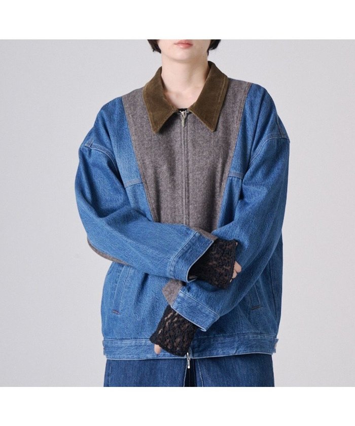【リポトレンタアンニ/Ripo trenta anni】のP/W DENIM BLOUSON インテリア・キッズ・メンズ・レディースファッション・服の通販 founy(ファニー) https://founy.com/ ファッション Fashion レディースファッション Fashion for Women アウター Coat / Outerwear Collection レディースジャケット・軽アウター Jackets ブルゾンジャケット・スポーティアウター Blouson Jackets ヴィンテージ Vintage Style クラシカル Classical, Vintage-Inspired コンビ Combo, Combination Style コーデュロイ Corduroy, Cord Fabric ジップ Zip, Zipper ジャケット Jacket, Outerwear ストライプ Stripe, Striped Pattern デニム Denim, Jeans Material フロント Front, Front Design ブルゾン Blouson, Bomber Jacket モダン Modern, Contemporary A/W・秋冬 Autumn/Winter エレガント 上品 Elegant |ID: prp329100004767510 ipo3291000000034526635