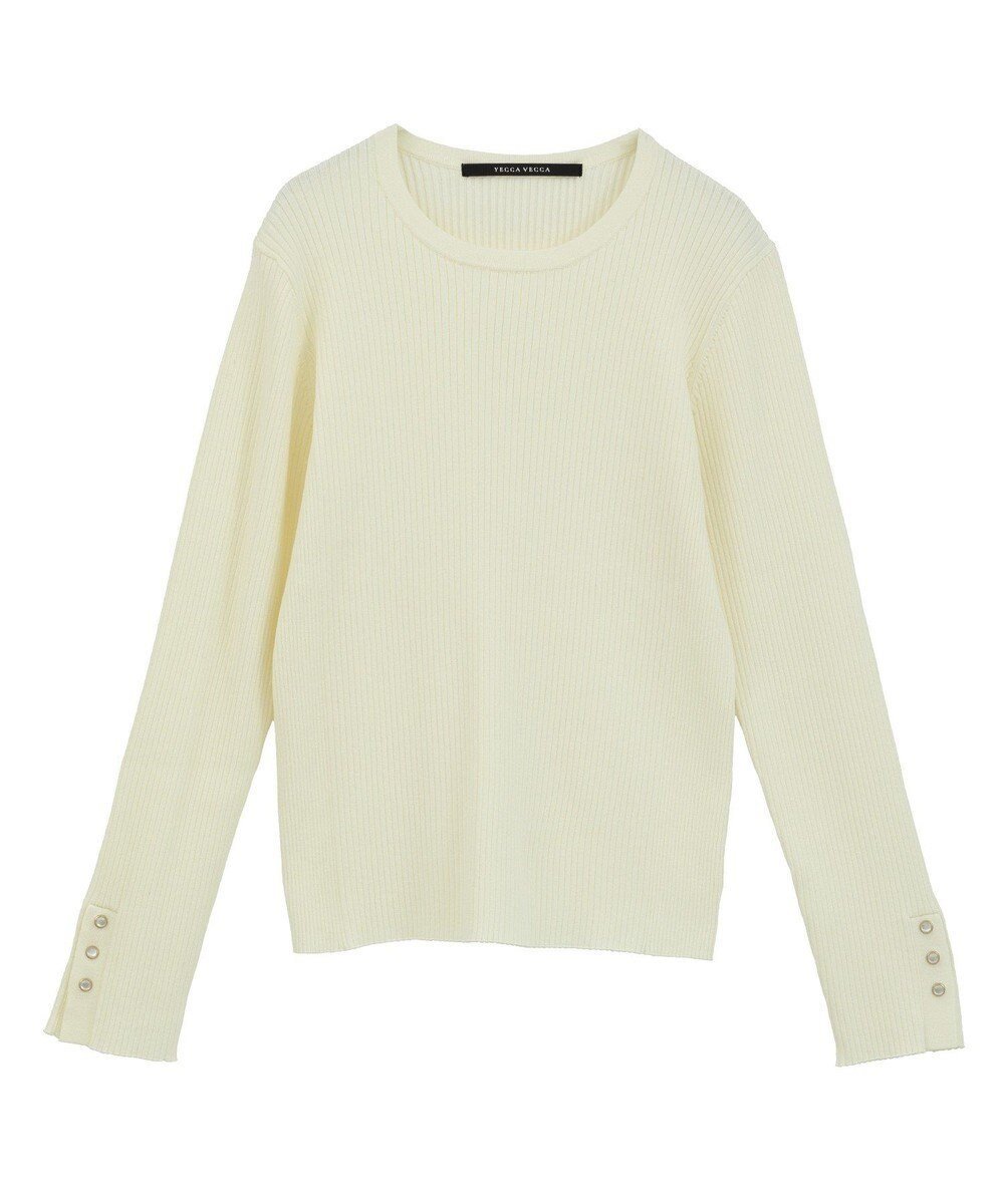 【イェッカ ヴェッカ/YECCA VECCA】の袖釦クルーネックリブニット インテリア・キッズ・メンズ・レディースファッション・服の通販 founy(ファニー) ファッション Fashion レディースファッション Fashion for Women トップス・カットソー Cut & Sew Tops ニット Knit Tops & Sweaters シンプル Simple, Minimal セーター Sweater, Knitwear フィット Fit, Slim Fit ポケット Pocket, Pocket Detail モチーフ Motif, Design Theme A/W・秋冬 Autumn/Winter Off White|ID: prp329100004767515 ipo3291000000034526660