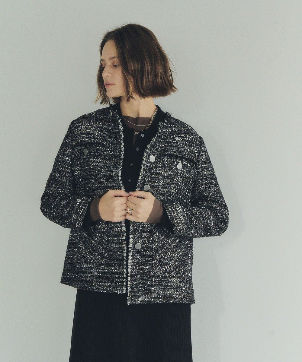 【イェッカ ヴェッカ/YECCA VECCA】のノーカラーツイードジャケット 人気、トレンドファッション・服の通販 founy(ファニー) 　ファッション　Fashion　レディースファッション　Fashion for Women　アウター　Coat / Outerwear Collection　レディースジャケット・軽アウター　Jackets　ノーカラージャケット / シンプル上品コーデ　Collarless Jackets　クラシカル　Classical, Vintage-Inspired　コンパクト　Compact, Small Size　ジャケット　Jacket, Outerwear　スパンコール　Sequins, Sequin Embellishment　ツイード　Twill, Twill Weave　ポケット　Pocket, Pocket Detail　メタル　Metal, Metal Parts　人気　Popular, Best Seller　A/W・秋冬　Autumn/Winter　 other-1|ID: prp329100004767516 ipo3291000000034526664