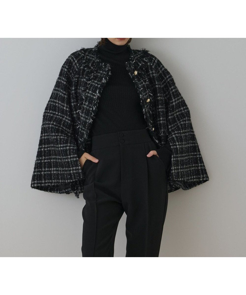 【グレース コンチネンタル/GRACE CONTINENTAL】のフレアスリーブツイードジャケット インテリア・キッズ・メンズ・レディースファッション・服の通販 founy(ファニー) 　ファッション　Fashion　レディースファッション　Fashion for Women　アウター　Coat / Outerwear Collection　レディースジャケット・軽アウター　Jackets　ノーカラージャケット / シンプル上品コーデ　Collarless Jackets　エレガント 上品　Elegant　ジャケット　Jacket, Outerwear　スペシャル　Special, Limited Edition　スリット　Slit, Slit Detail　スリーブ　Sleeve, Long Sleeve / Short Sleeve　ツイード　Twill, Twill Weave　フリンジ　Fringe, Tassel　A/W・秋冬　Autumn/Winter　おすすめ　Recommended / Our Picks　ブラック|ID: prp329100004767539 ipo3291000000034526790