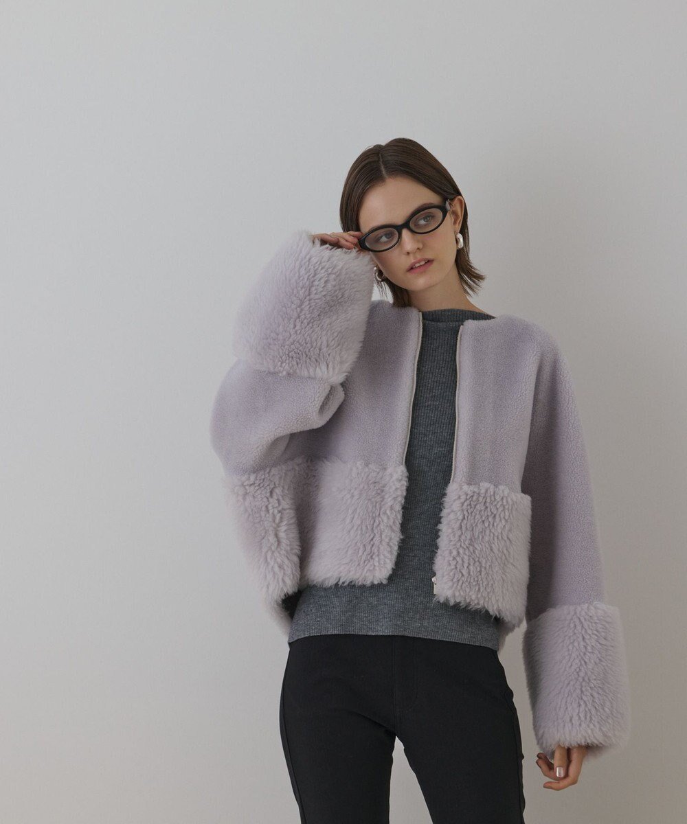 【グレース コンチネンタル/GRACE CONTINENTAL】のウールボアジャケット インテリア・キッズ・メンズ・レディースファッション・服の通販 founy(ファニー) 　ファッション　Fashion　レディースファッション　Fashion for Women　アウター　Coat / Outerwear Collection　コート・ロングコート・ピーコート　Long Coats, Peacoats & More　レディースジャケット・軽アウター　Jackets　今季　This Season, Current Season　ジャケット　Jacket, Outerwear　定番　Standard, Basic Item　フェイクファー　Faux Fur, Imitation Fur　ボンディング　Bonding, Bonded Fabric　冬　Winter / This Winter　A/W・秋冬　Autumn/Winter　サックス|ID: prp329100004767540 ipo3291000000034526793